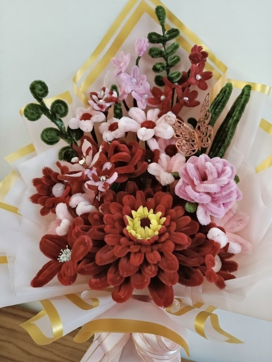 🌸 Blush & Ember Twisted Bloom Bouquet  – Everlasting Unique Birthday / Mother’s Day Gift