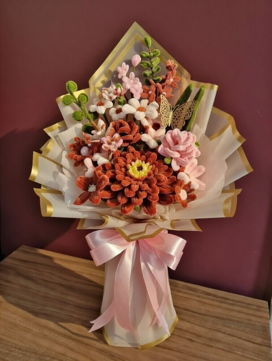 🌸 Blush & Ember Twisted Bloom Bouquet  – Everlasting Unique Birthday / Mother’s Day Gift