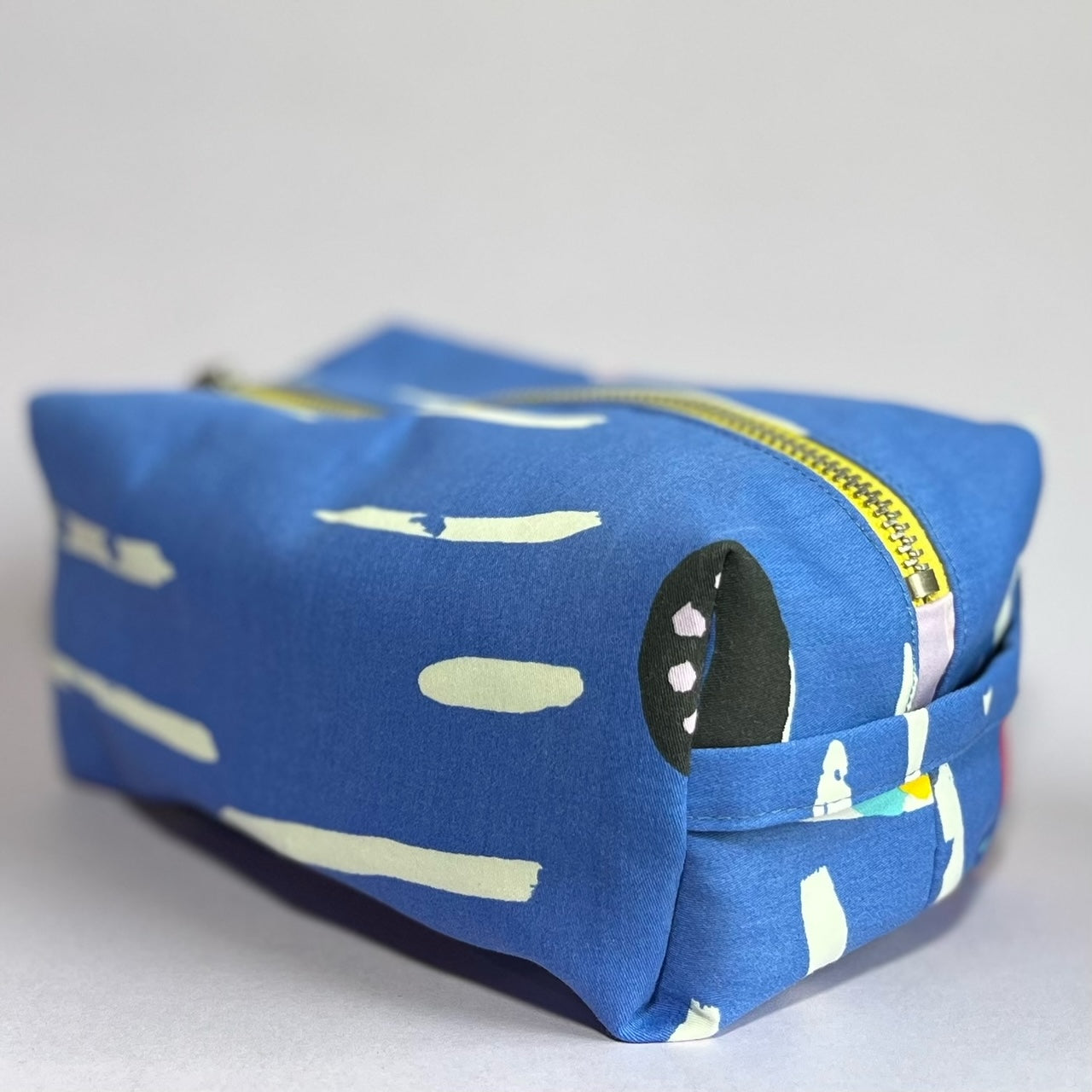 Blue, repurposed vintage fabric box POUCH