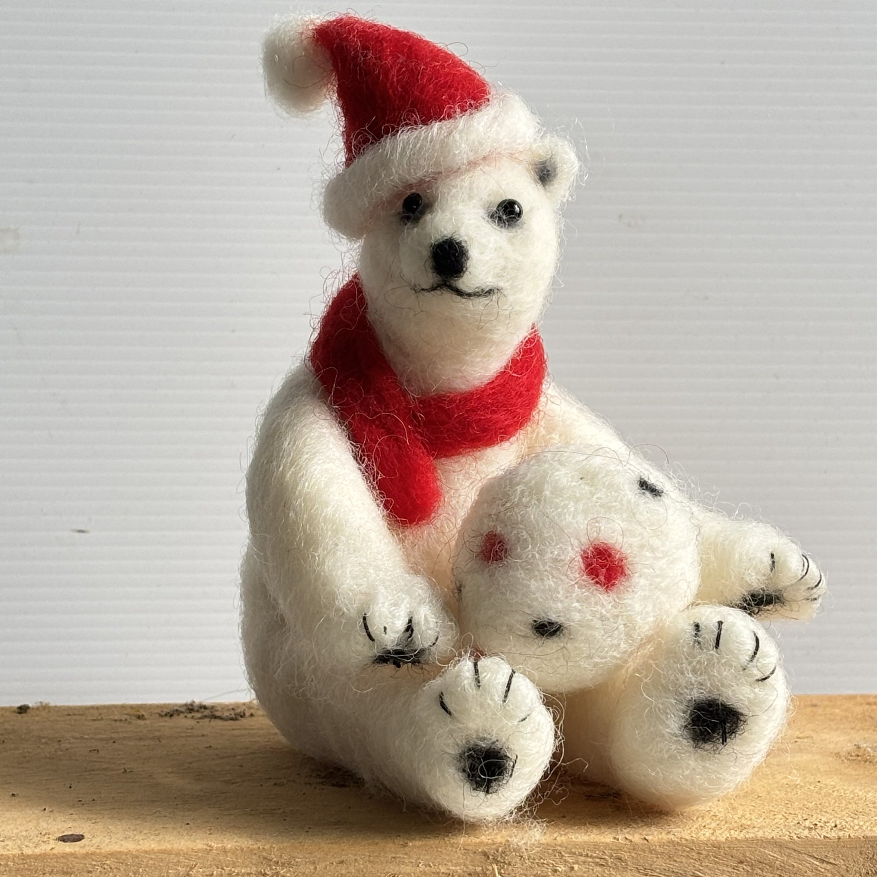 Christmas Polar Bear needle felt art animal decoration