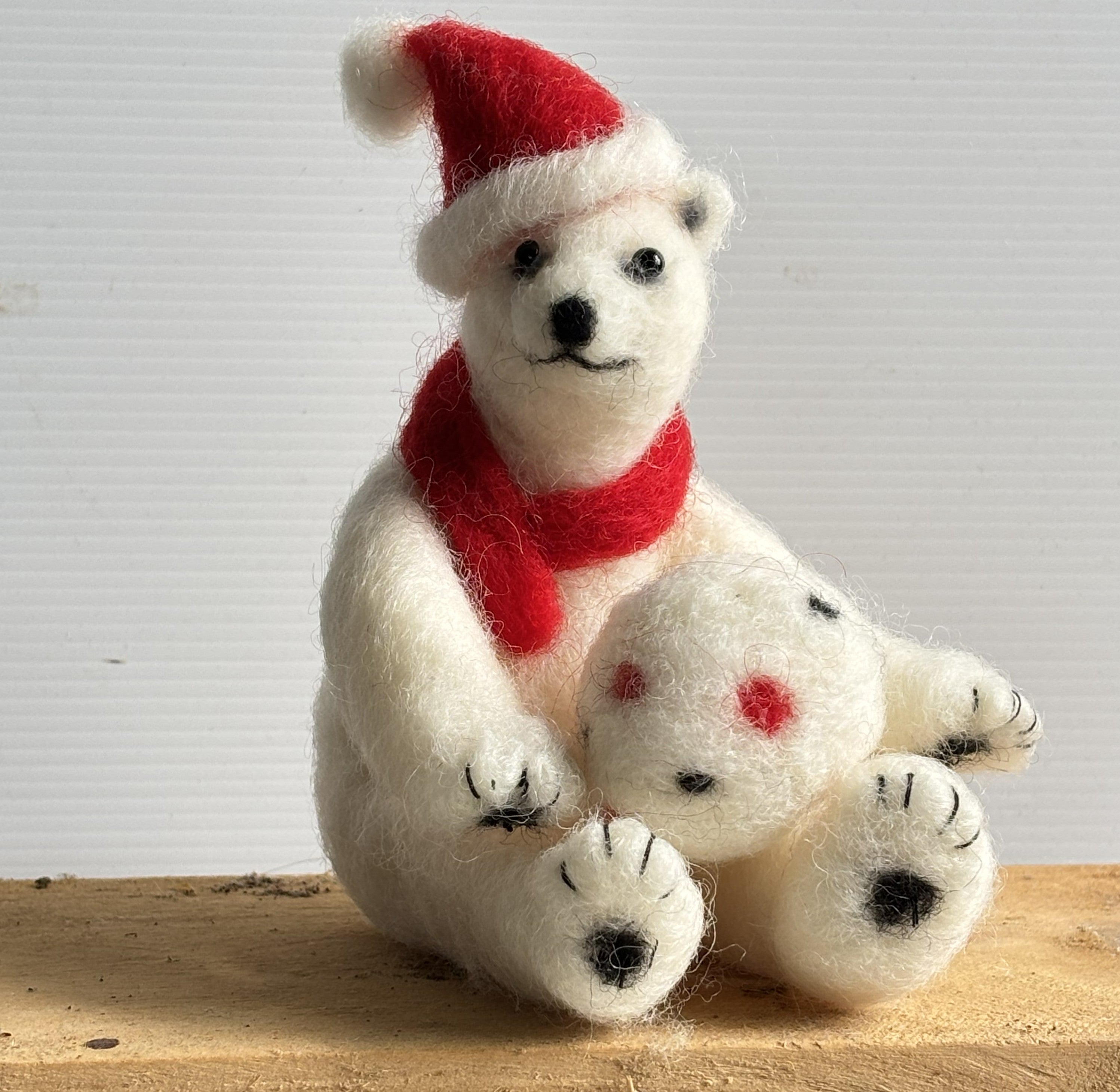 Christmas Polar Bear needle felt art animal decoration