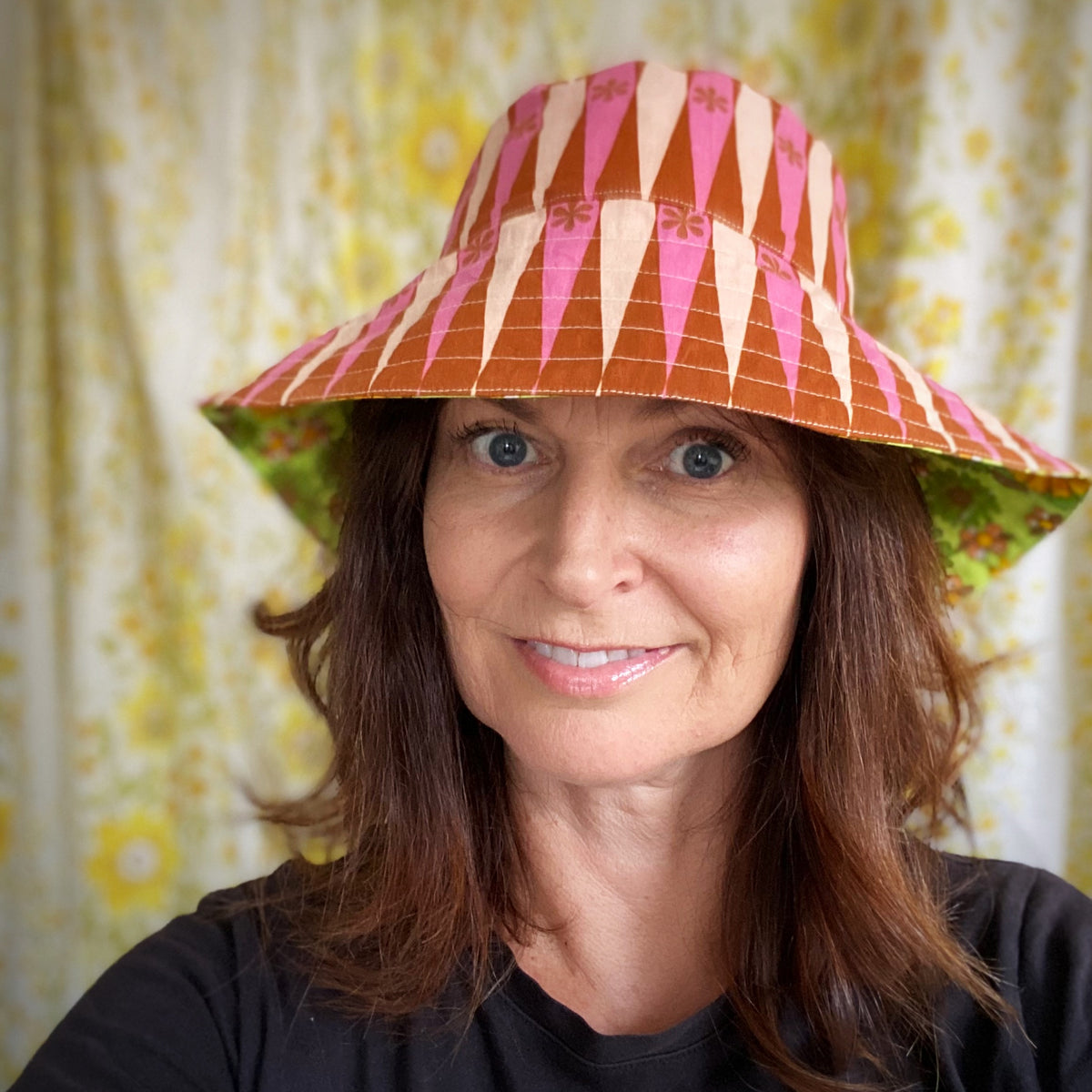 Selection of Reversible Vintage Floral Hat, Adult 55-58cm