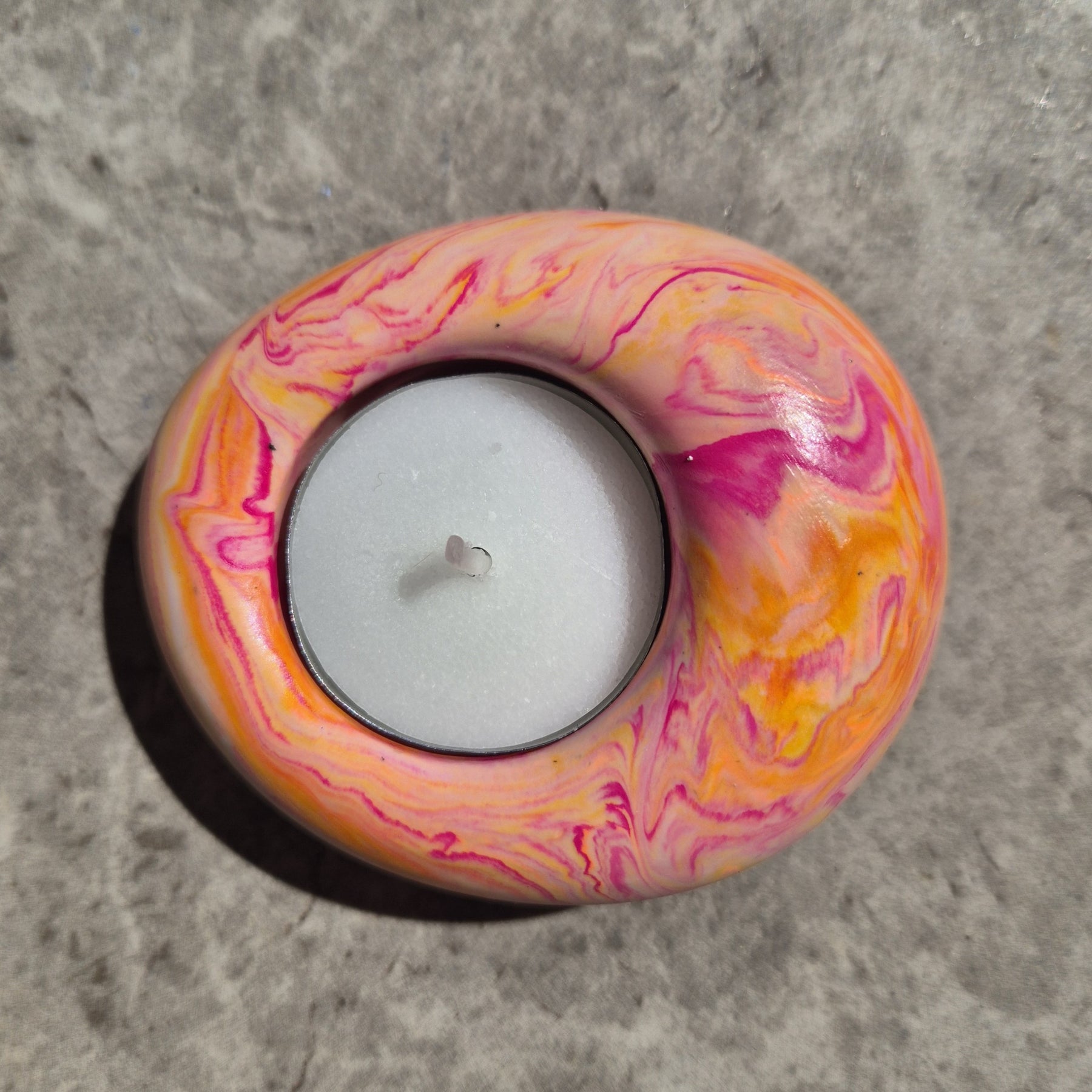 Funky eco-stone pebble shaped tealight candle holder