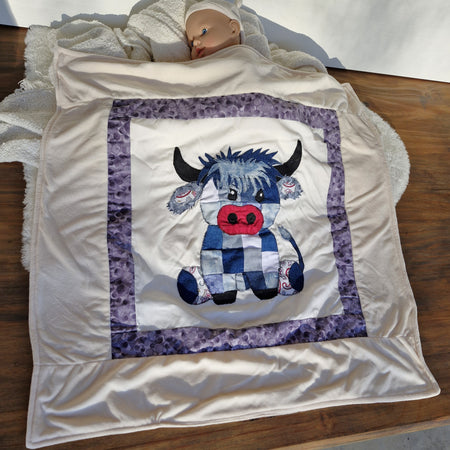 Highland Cow Patchwork front Baby Blanket