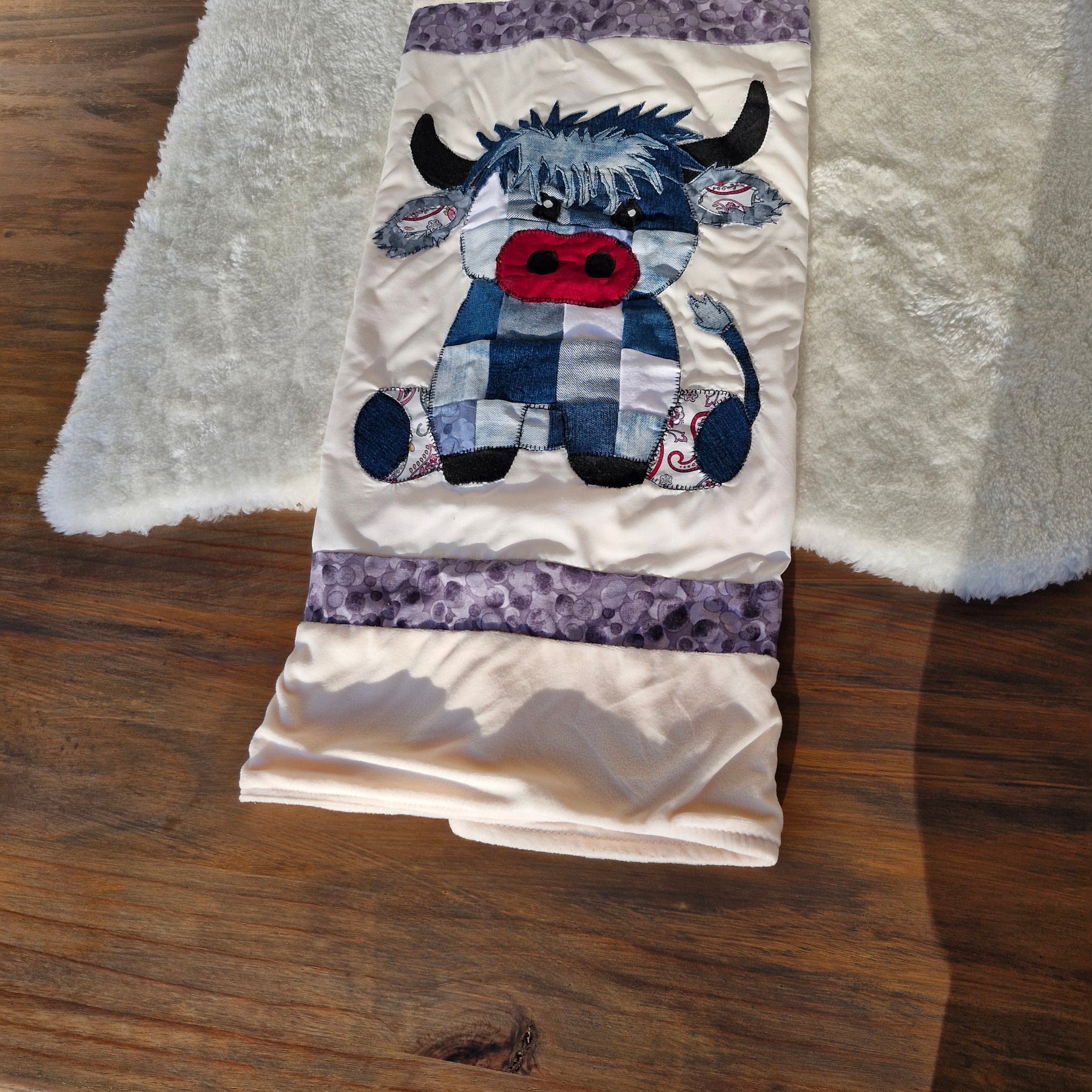 Highland Cow Patchwork front Baby Blanket