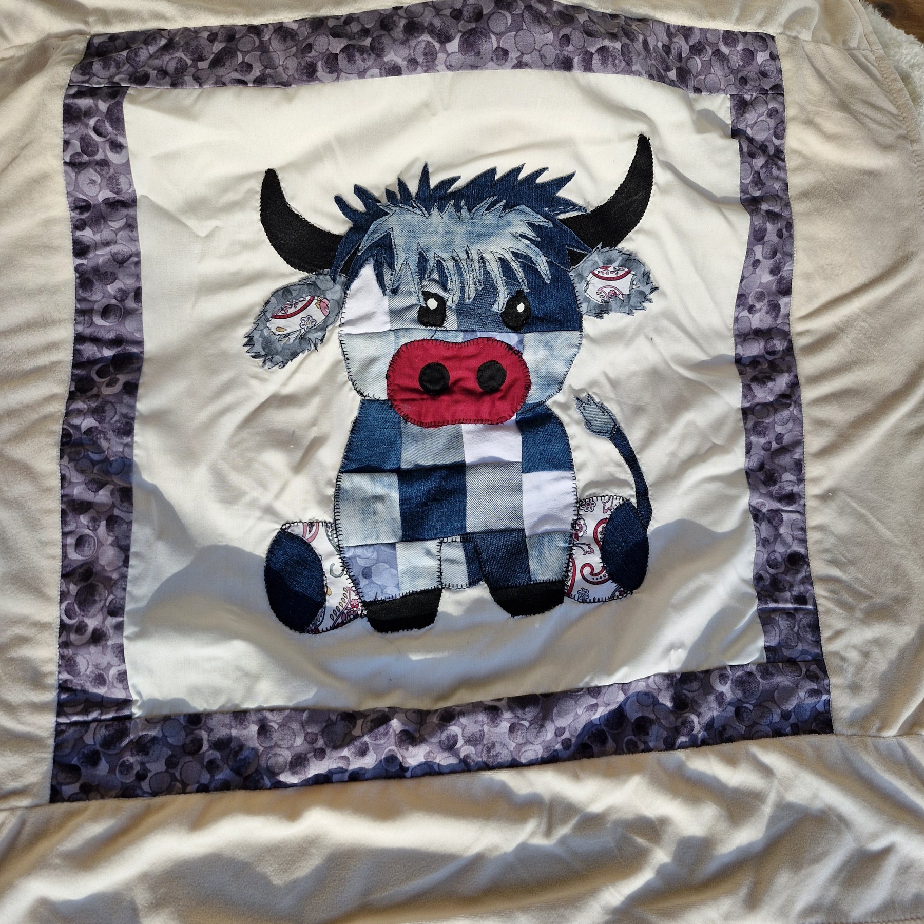 Highland Cow Patchwork front Baby Blanket