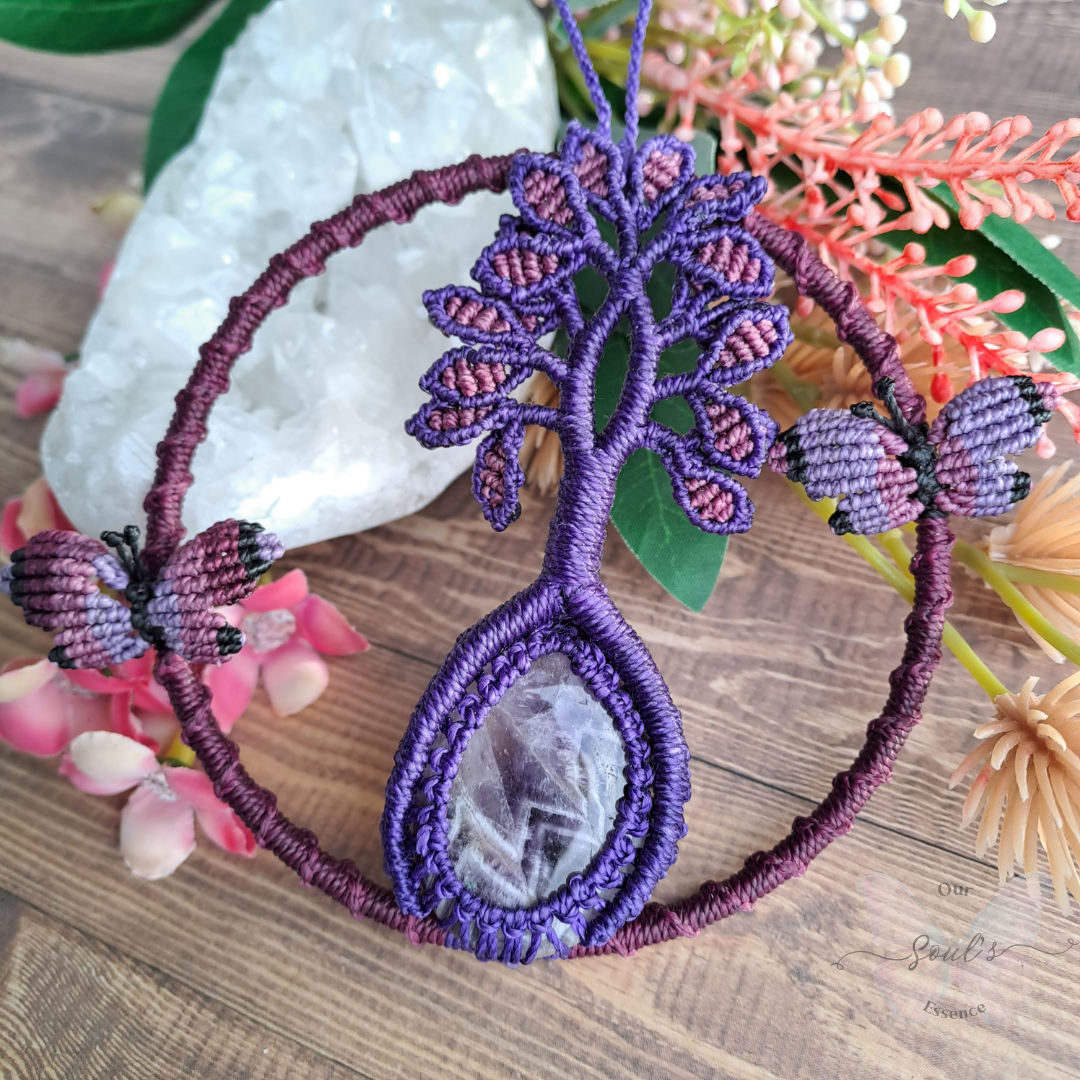 Dream Amethyst Micro Macramé Tree Decor