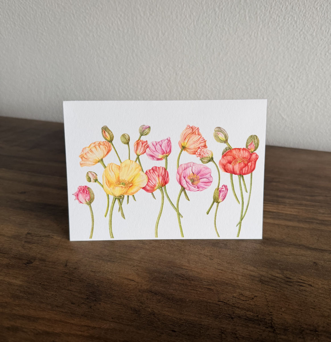 Iceland Poppy Botanical Art Card - Handmade Watercolour Greeting Card