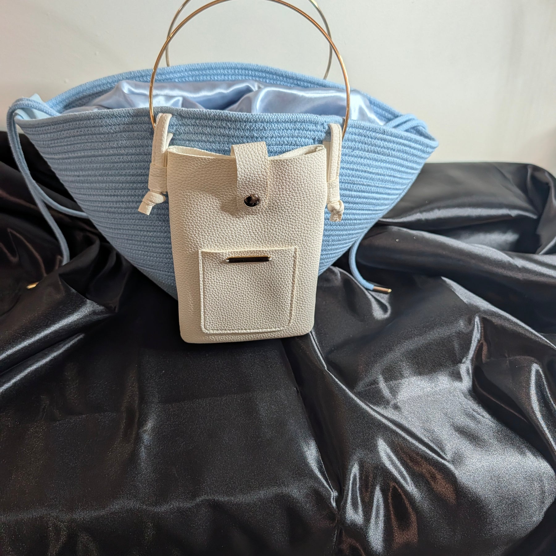 Sky Medium Handmade Cotton Cord Statement Handbag