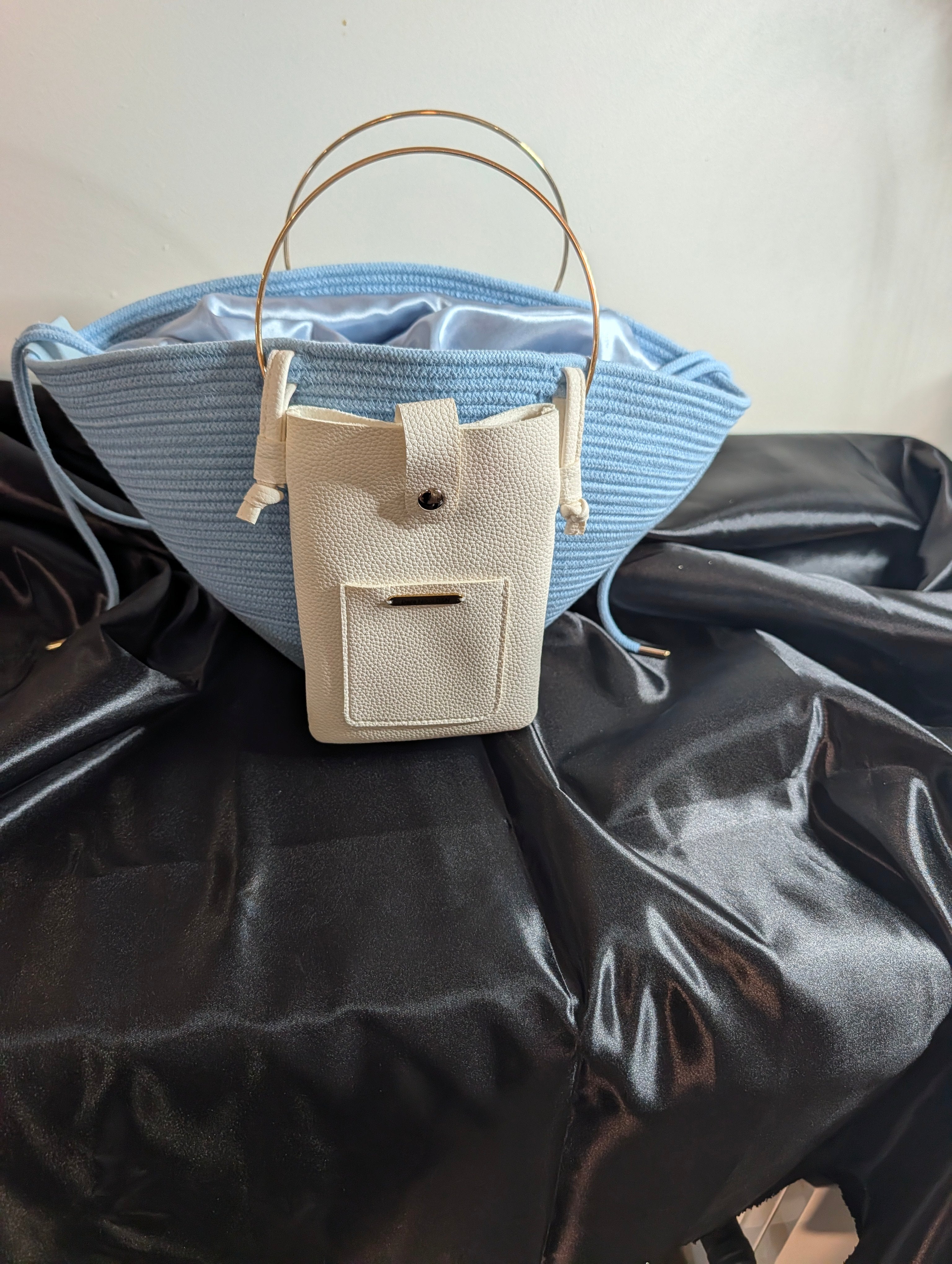 Sky Medium Handmade Cotton Cord Statement Handbag