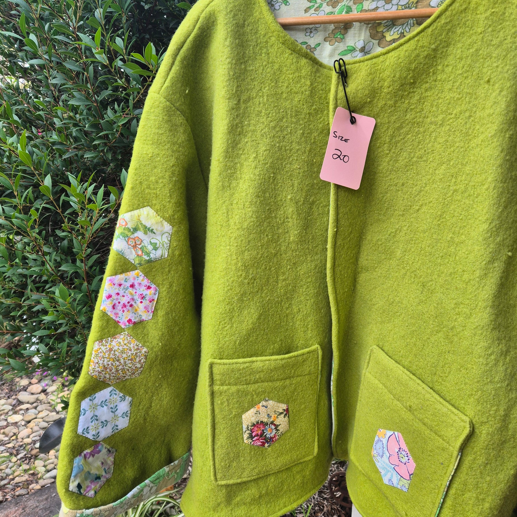 Upcycled woollen blanket jacket size 20