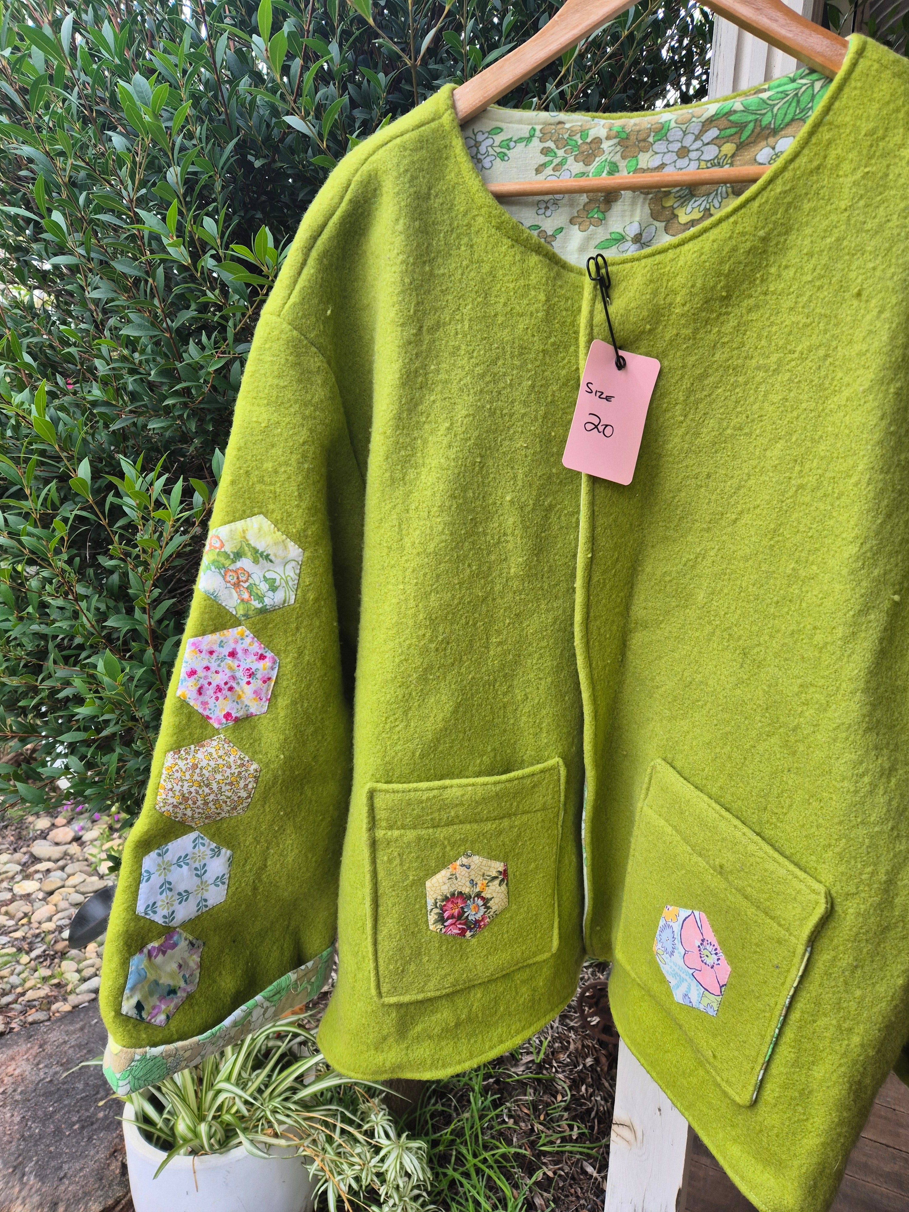 Upcycled woollen blanket jacket size 20