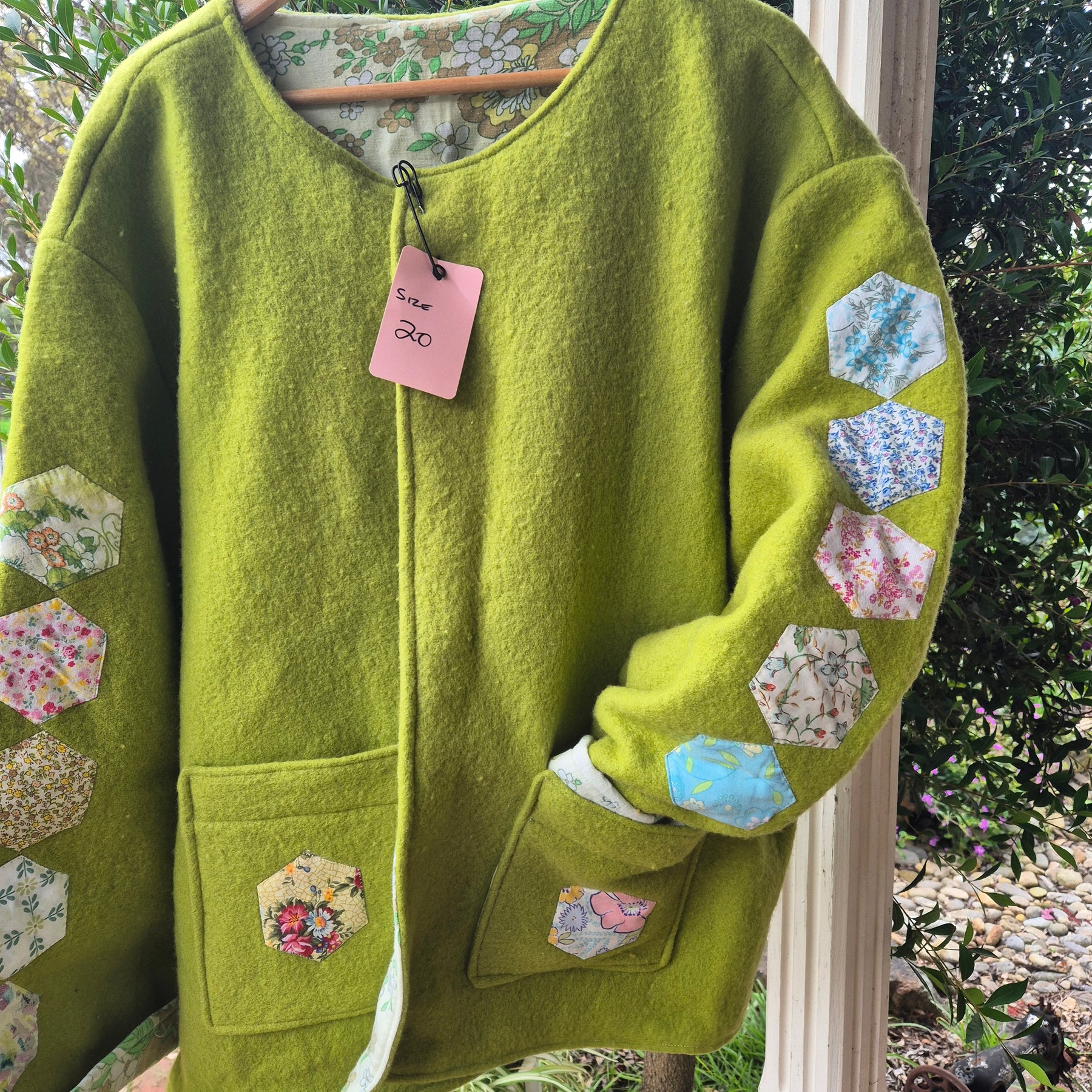 Upcycled woollen blanket jacket size 20