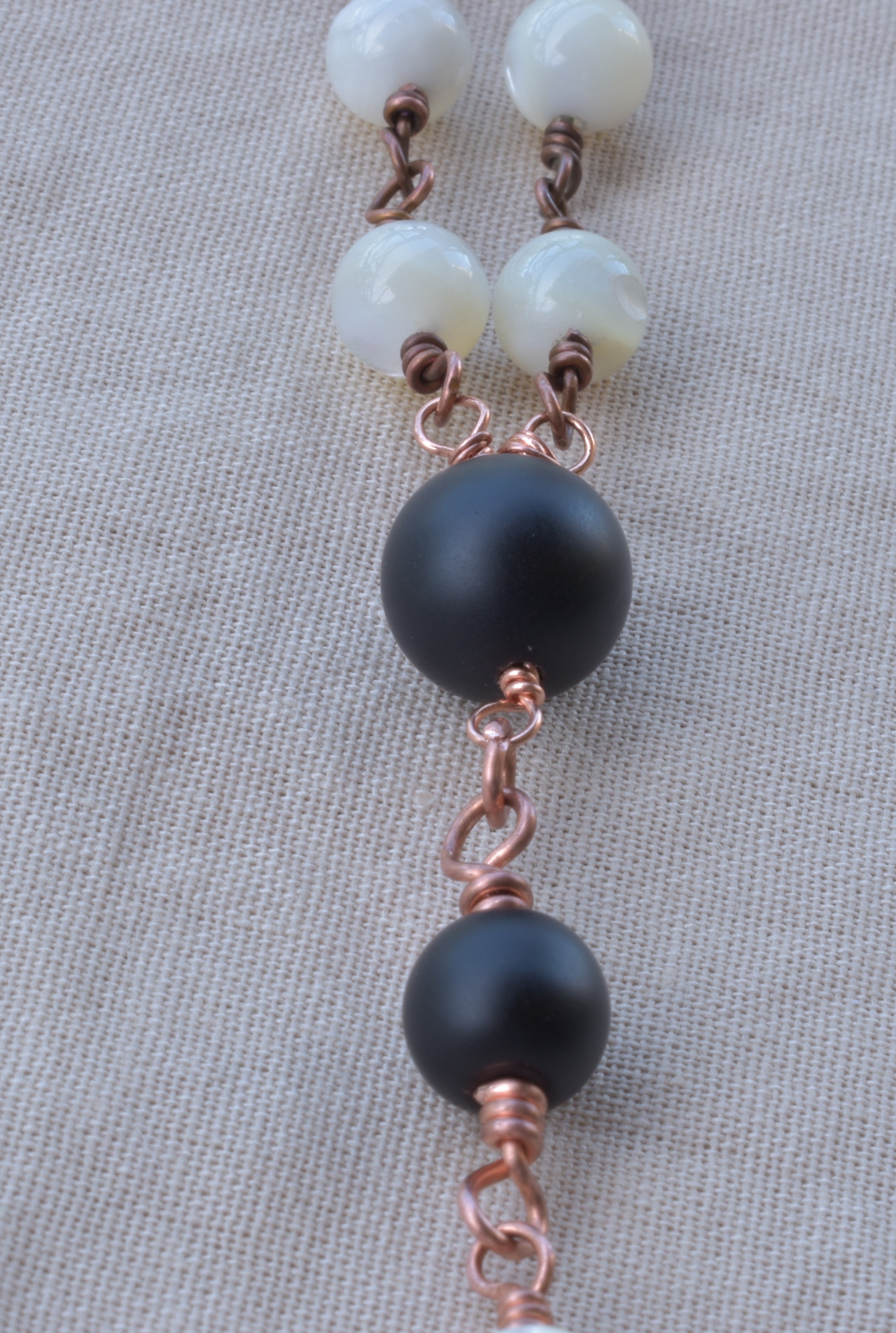 Stillness — Handcrafted Rosary in Mother of Pearl & Onyx