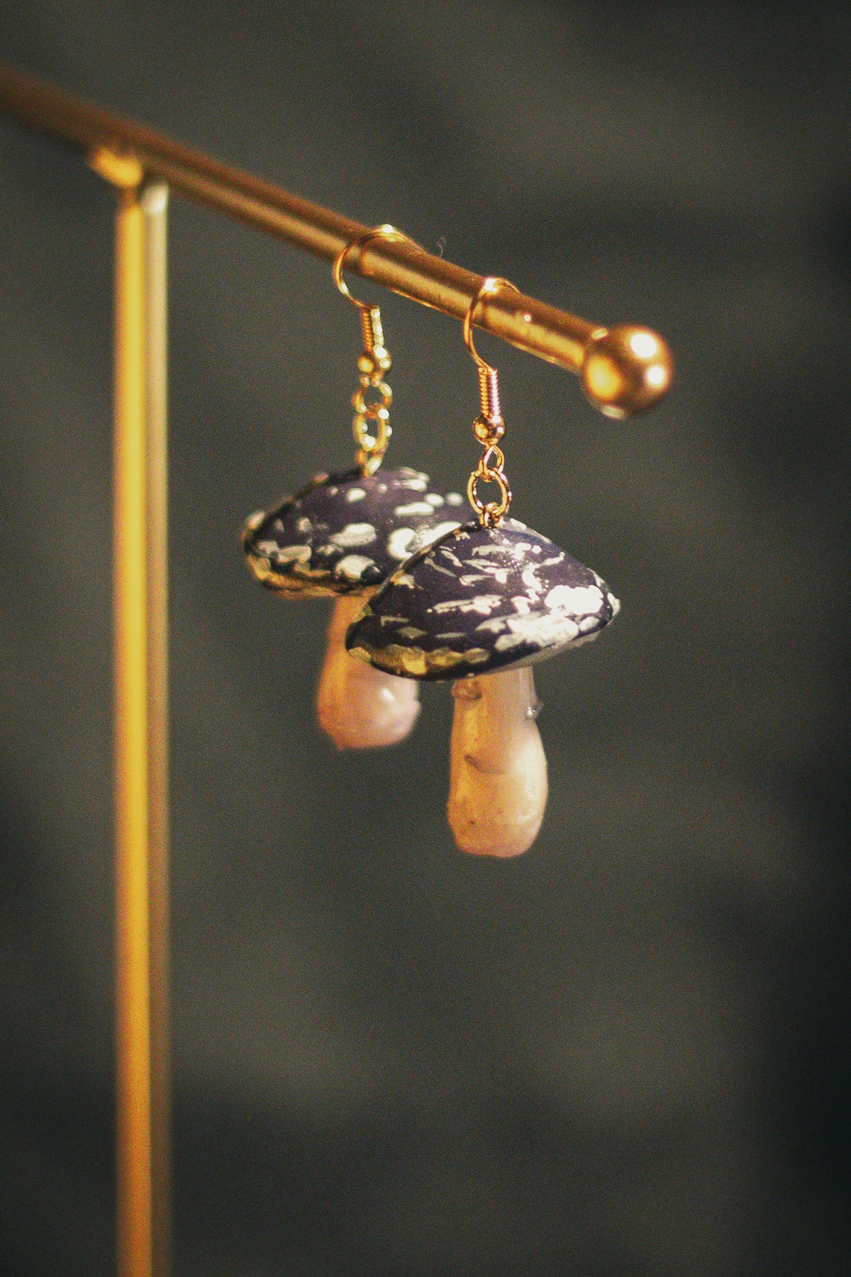 Dark Purple Mushroom Earrings
