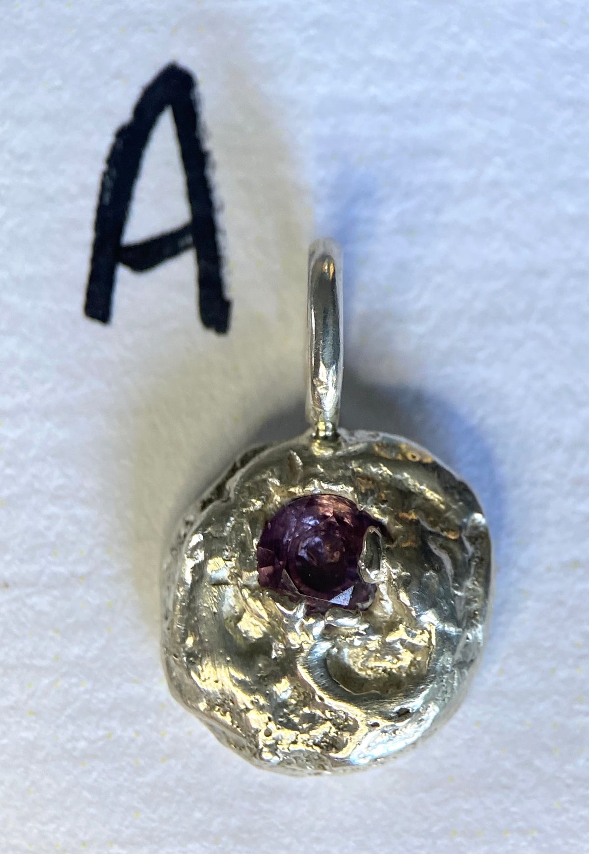 Alexandrite & Sterling Silver Pebble Pendant