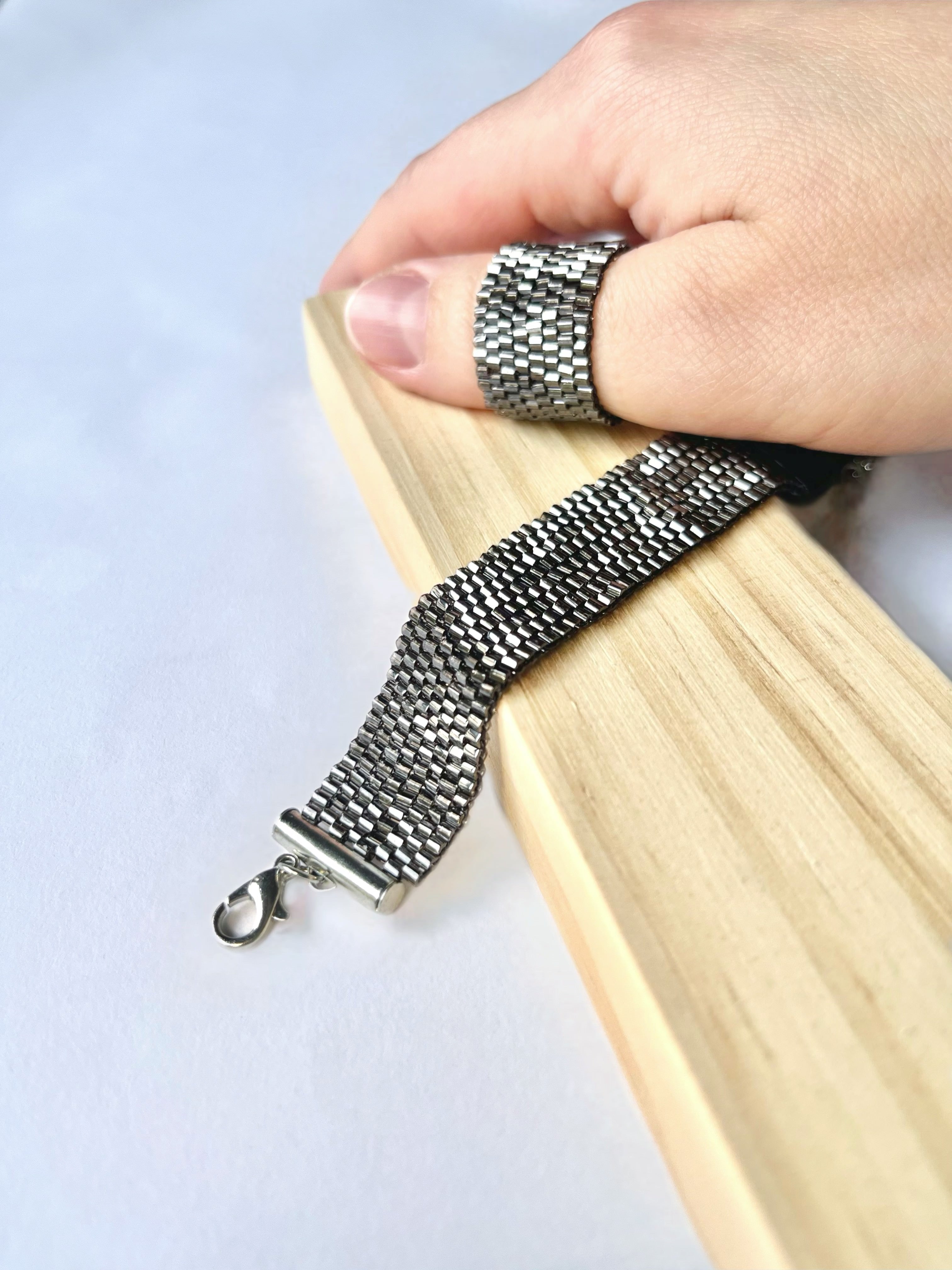 NIGHT PANTHER Set * 2 colors | bracelet + ring | beaded