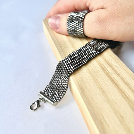 NIGHT PANTHER Set | Shine Bright Set | 2 colors | bracelet + ring| beaded