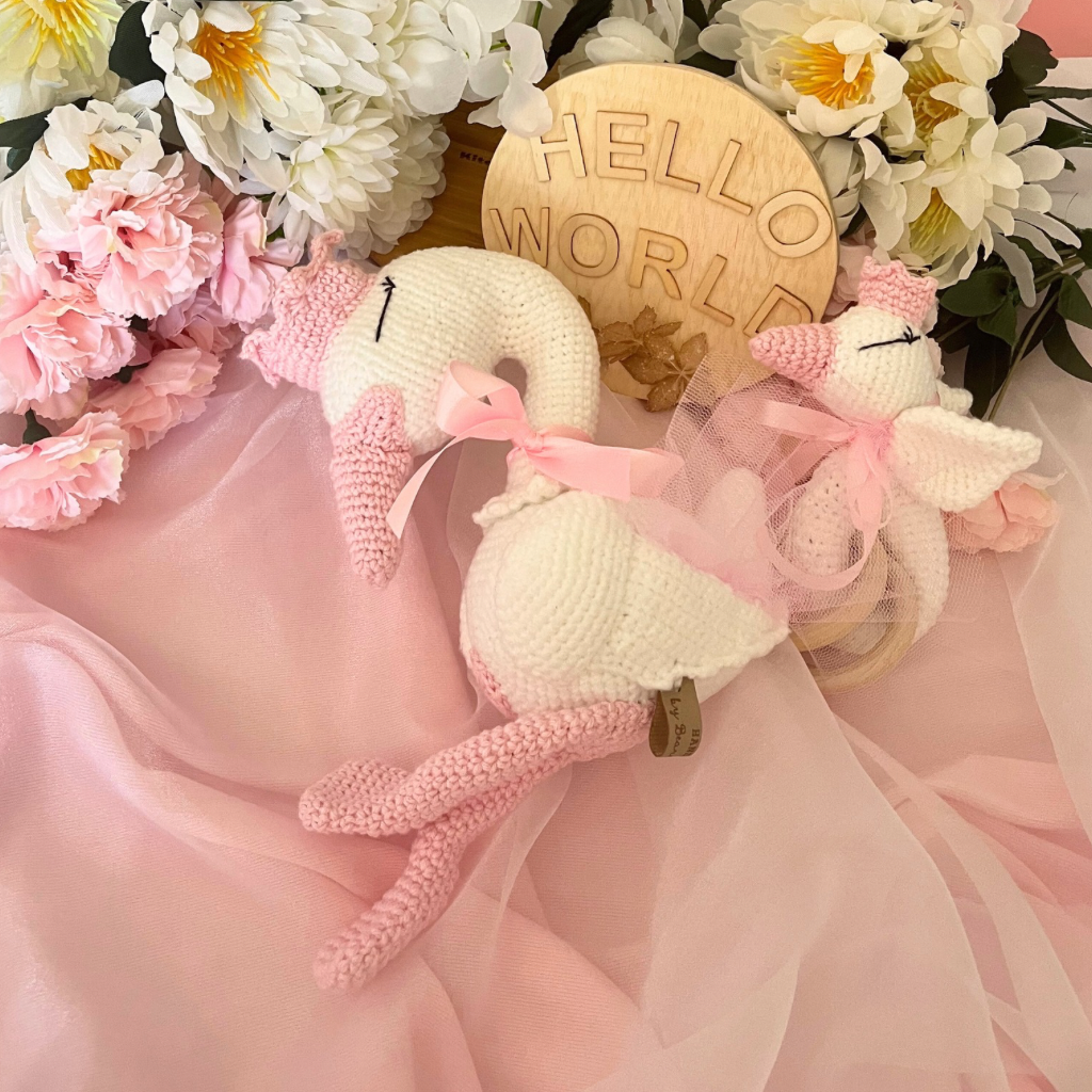 Handmade Crochet Princess Swan and Teether Baby Gift Set