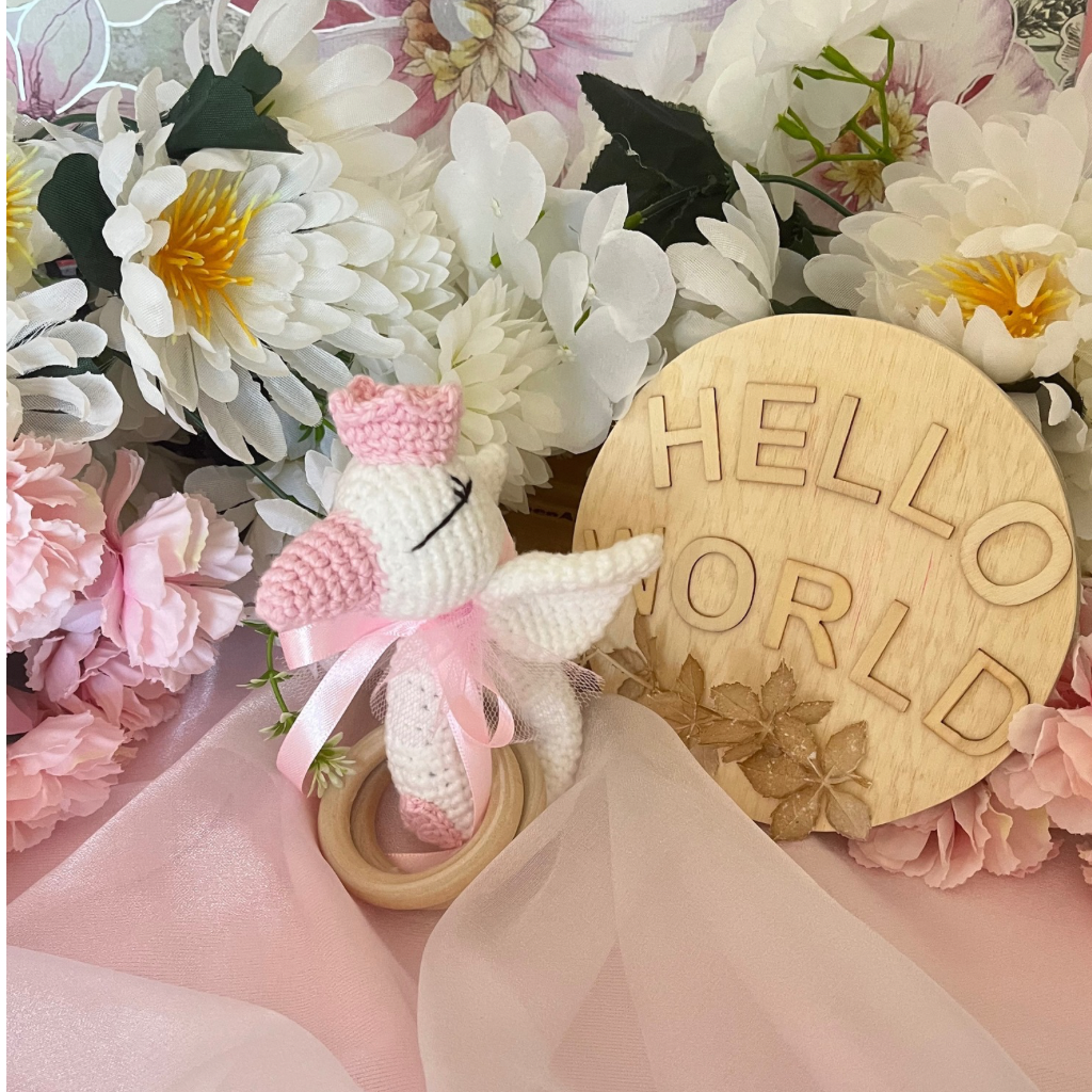 Handmade Crochet Princess Swan and Teether Baby Gift Set