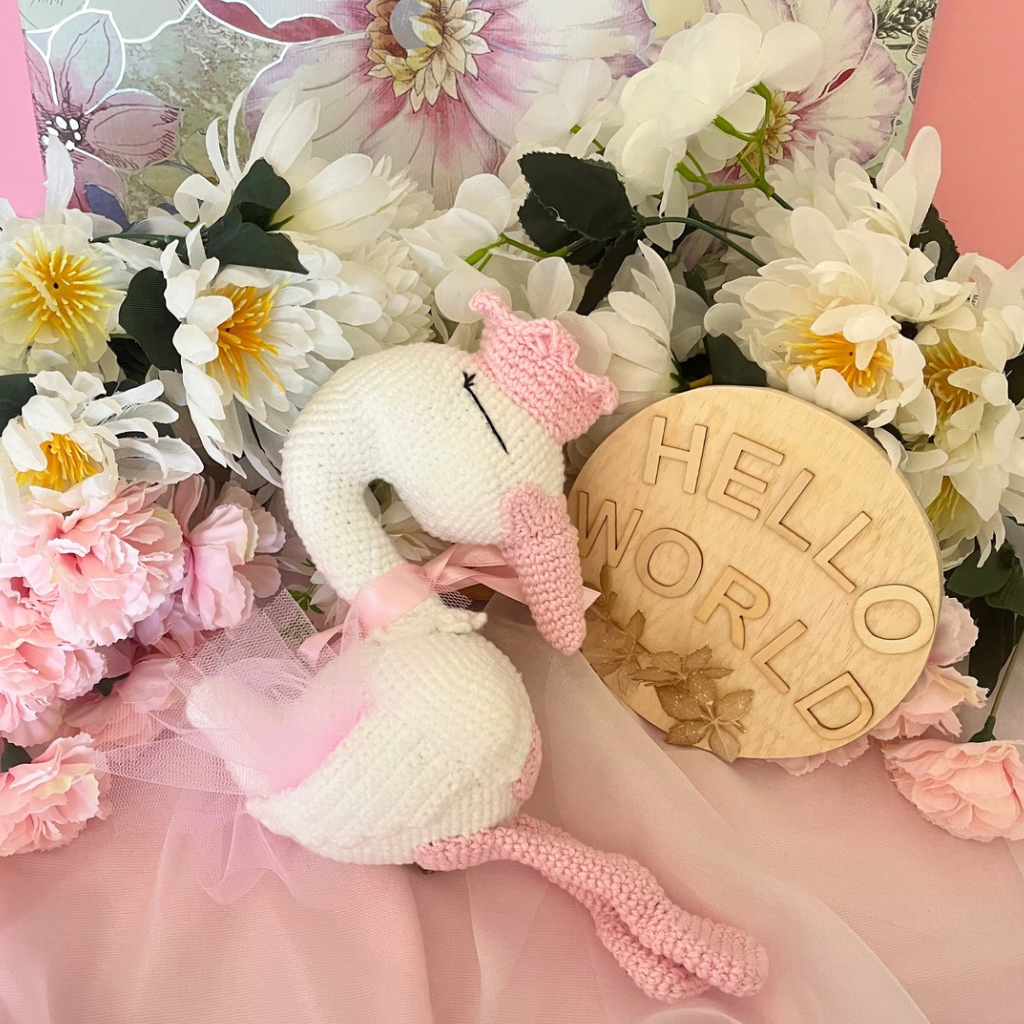 Handmade Crochet Princess Swan and Teether Baby Gift Set