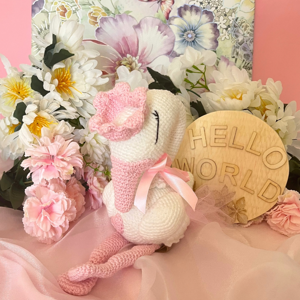 Handmade Crochet Princess Swan and Teether Baby Gift Set