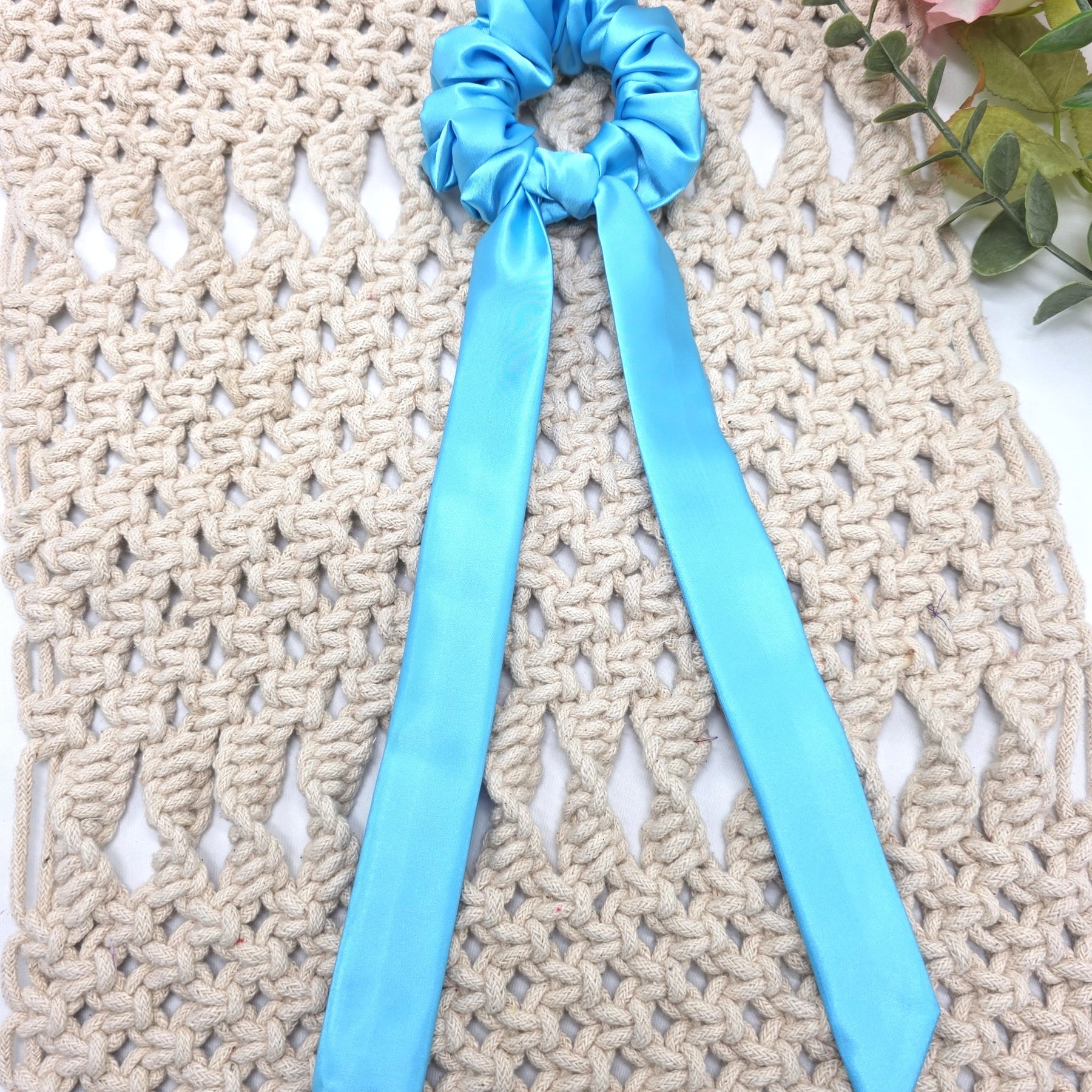 Satin Scrunchie Bow, Handmade Hair Ties, Ponytail Bands,