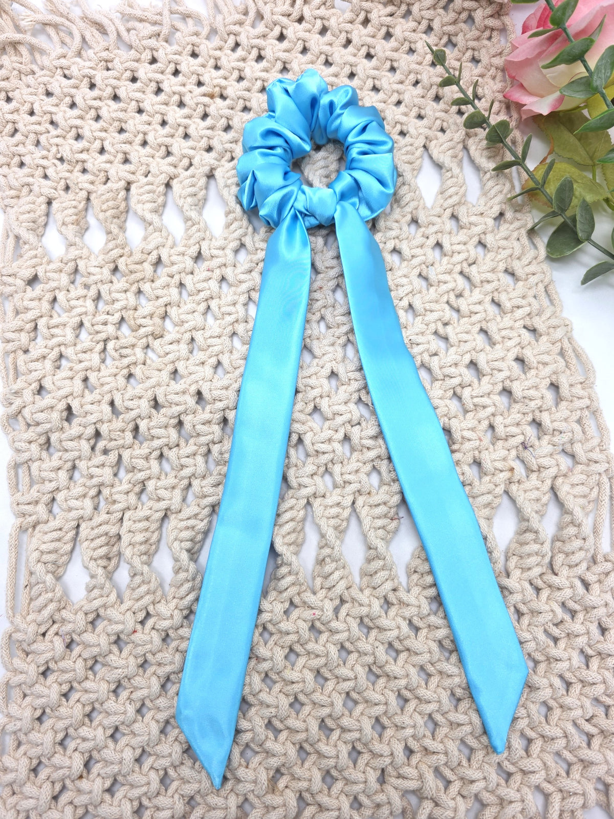 Satin Scrunchie Bow, Handmade Hair Ties, Ponytail Bands,