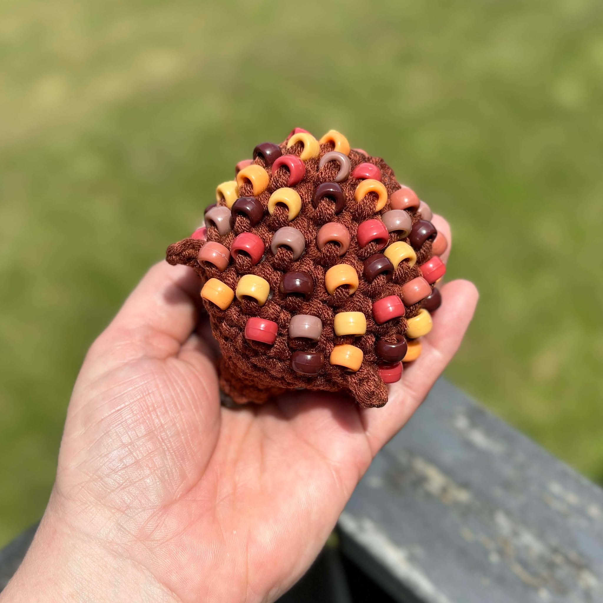 Hedgehog Crochet Beaded Fidget Toy - Earthy Browns
