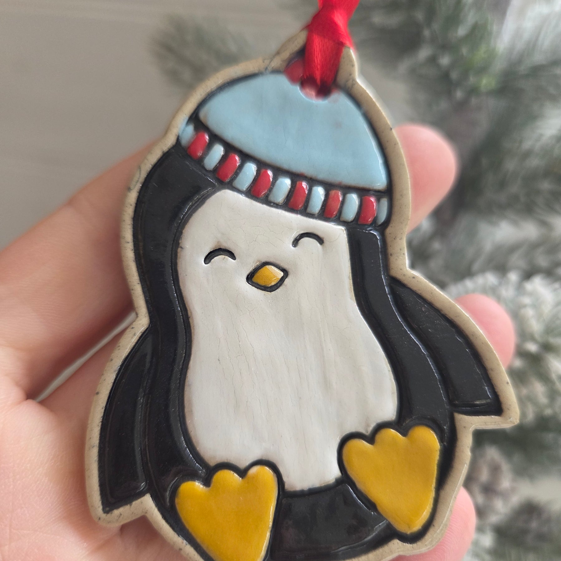 Ceramic Penguin Christmas Decoration