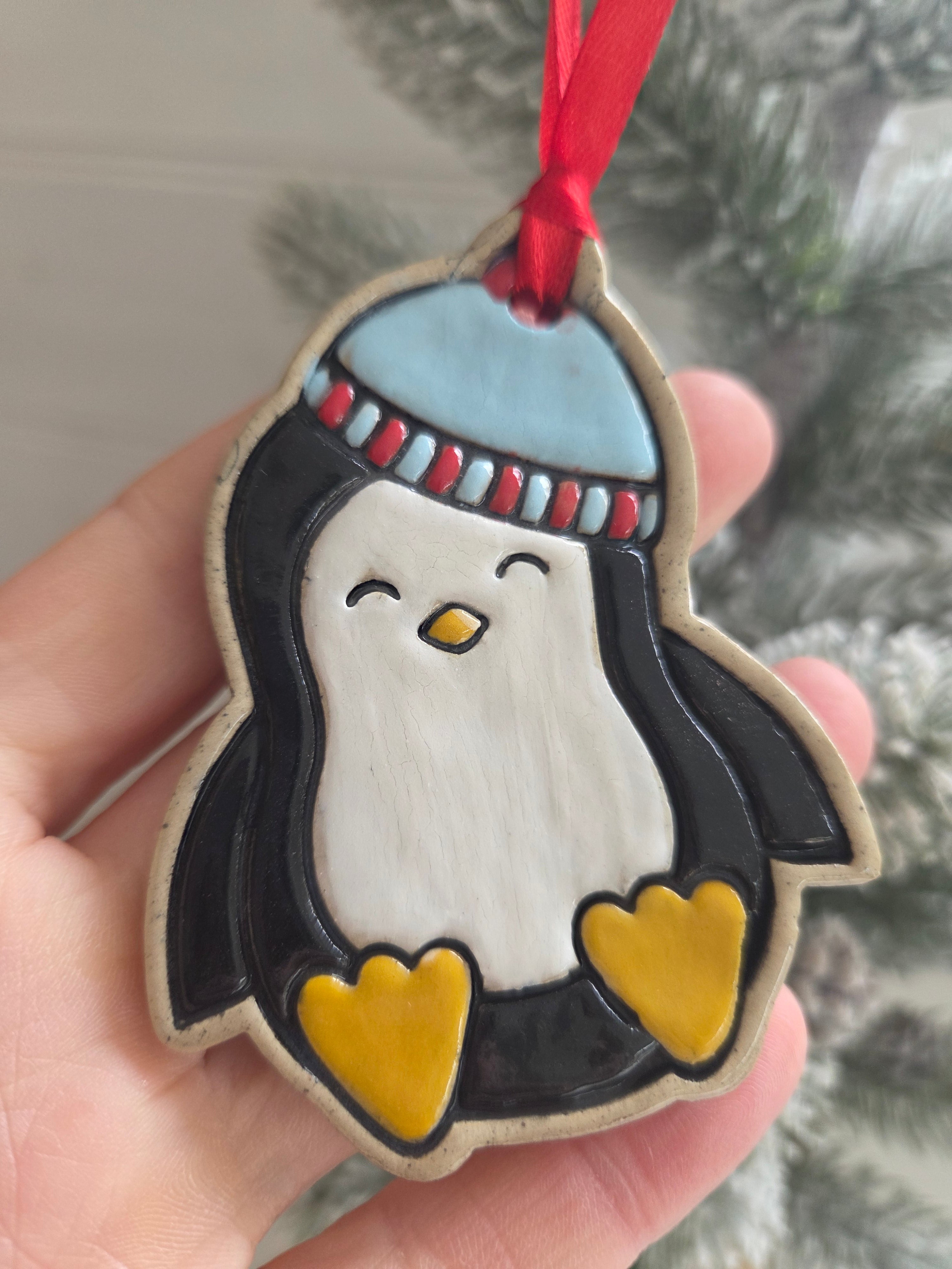 Ceramic Penguin Christmas Decoration