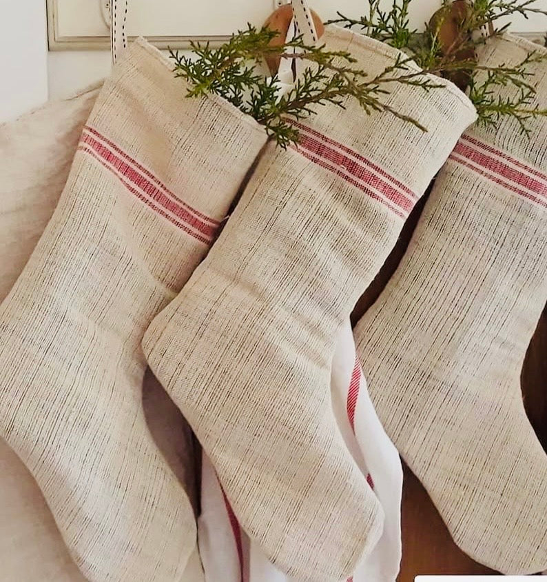 Vintage French Hemp Christmas Stocking | Handmade in Tasmania