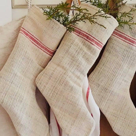 Vintage French Hemp Christmas Stocking | Handmade in Tasmania