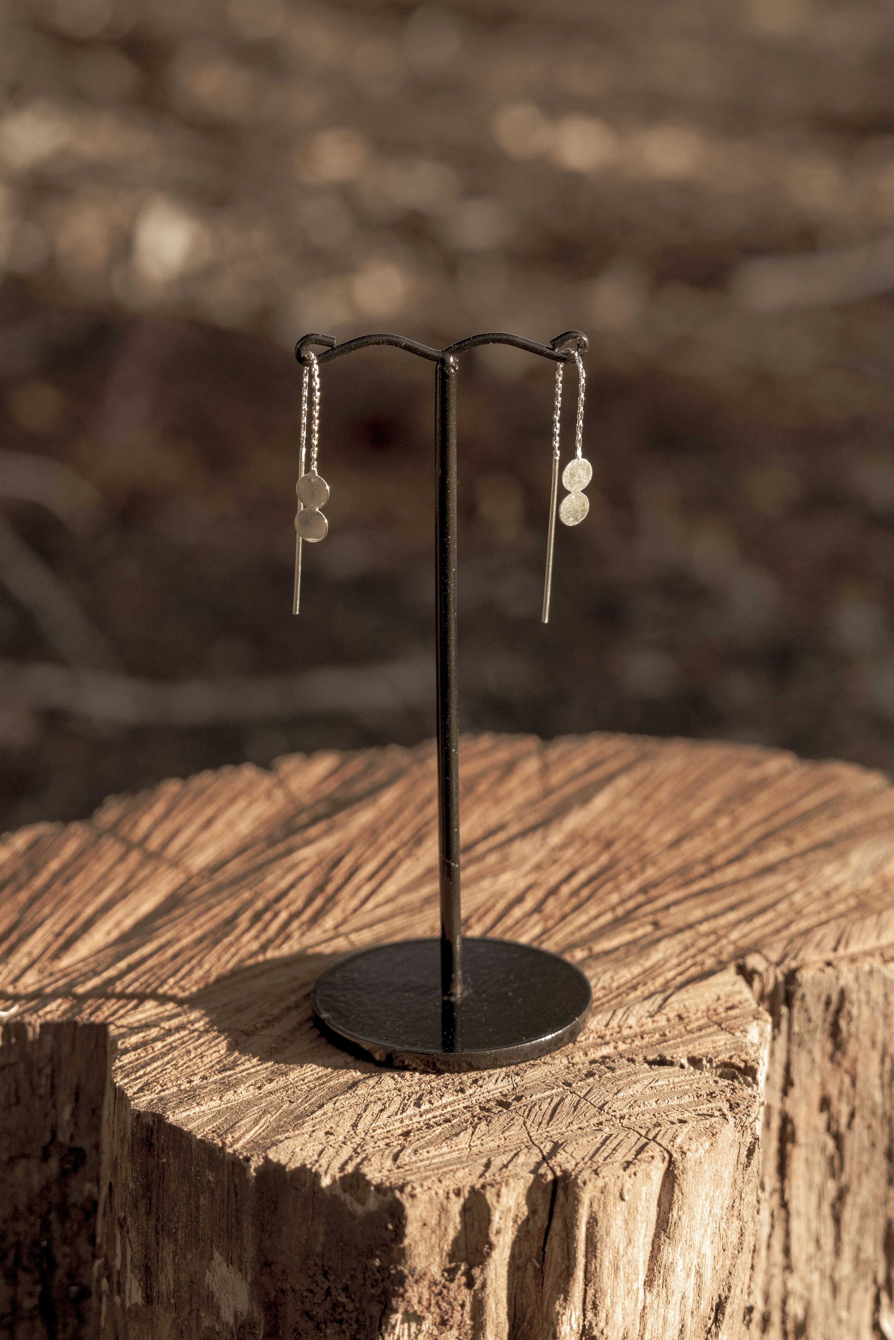 Sterling Silver Double Dot Threader Earrings