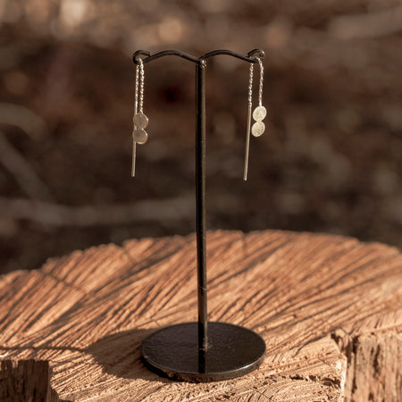 Sterling Silver Double Dot Threader Earrings