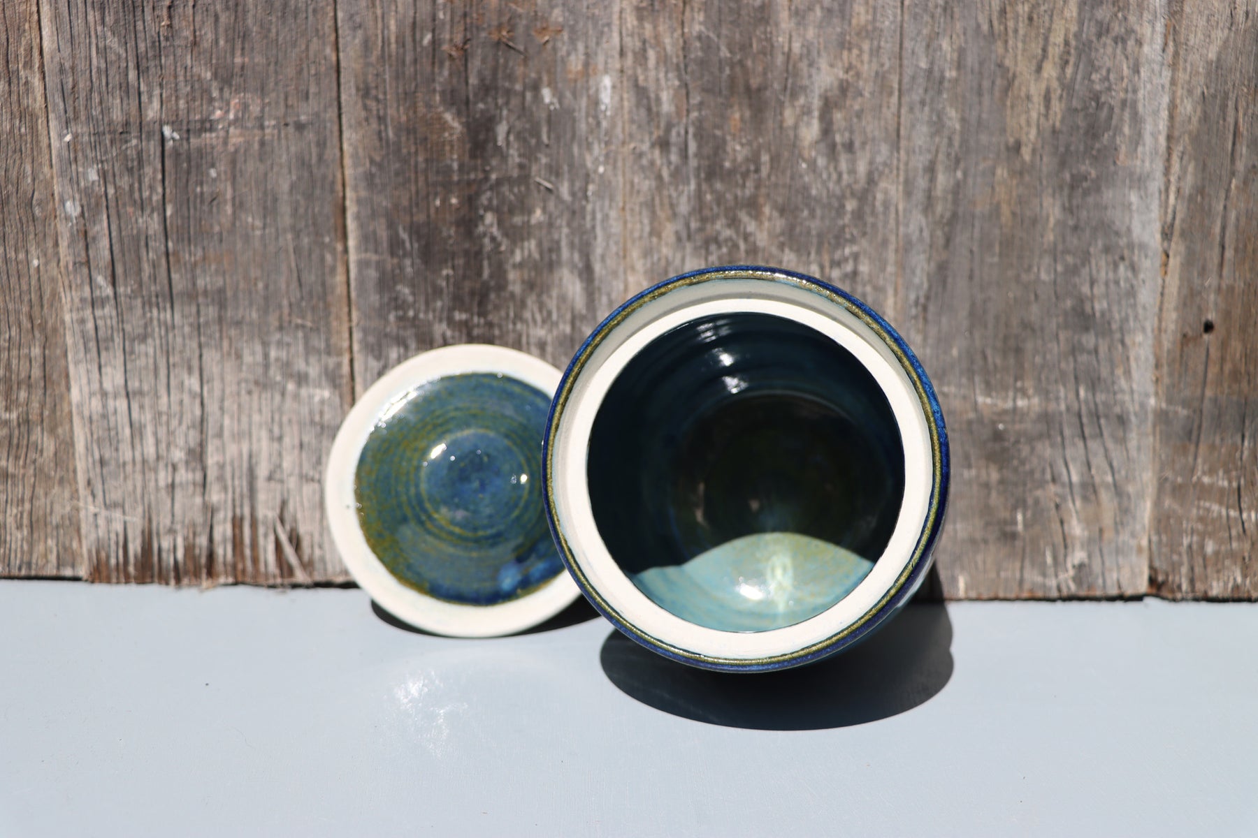 Blue lidded jars - Hand Made Thrown High Fired Stoneware