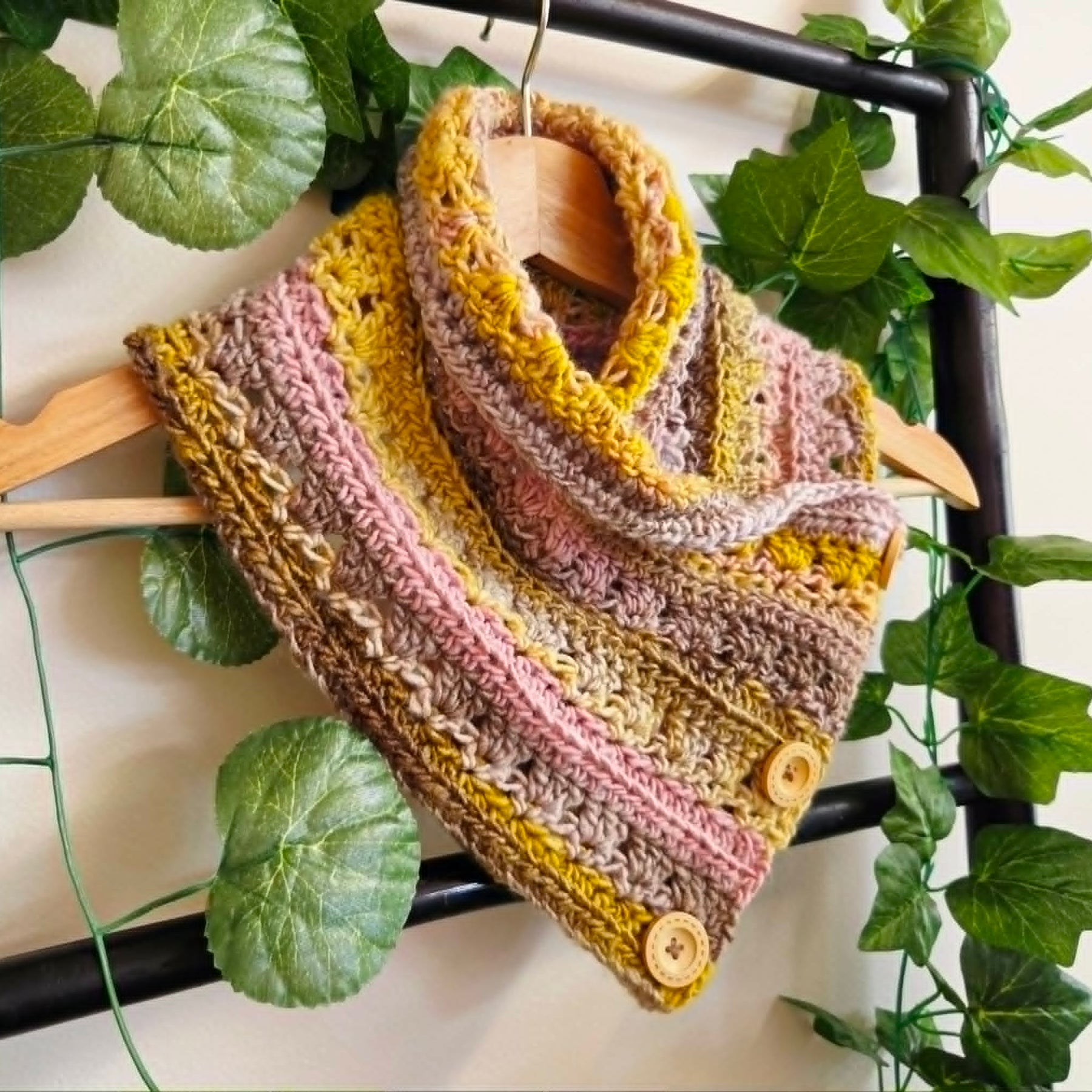 Handmade Crochet Neckwarmer | Rainbow Pastel Colours | Adult