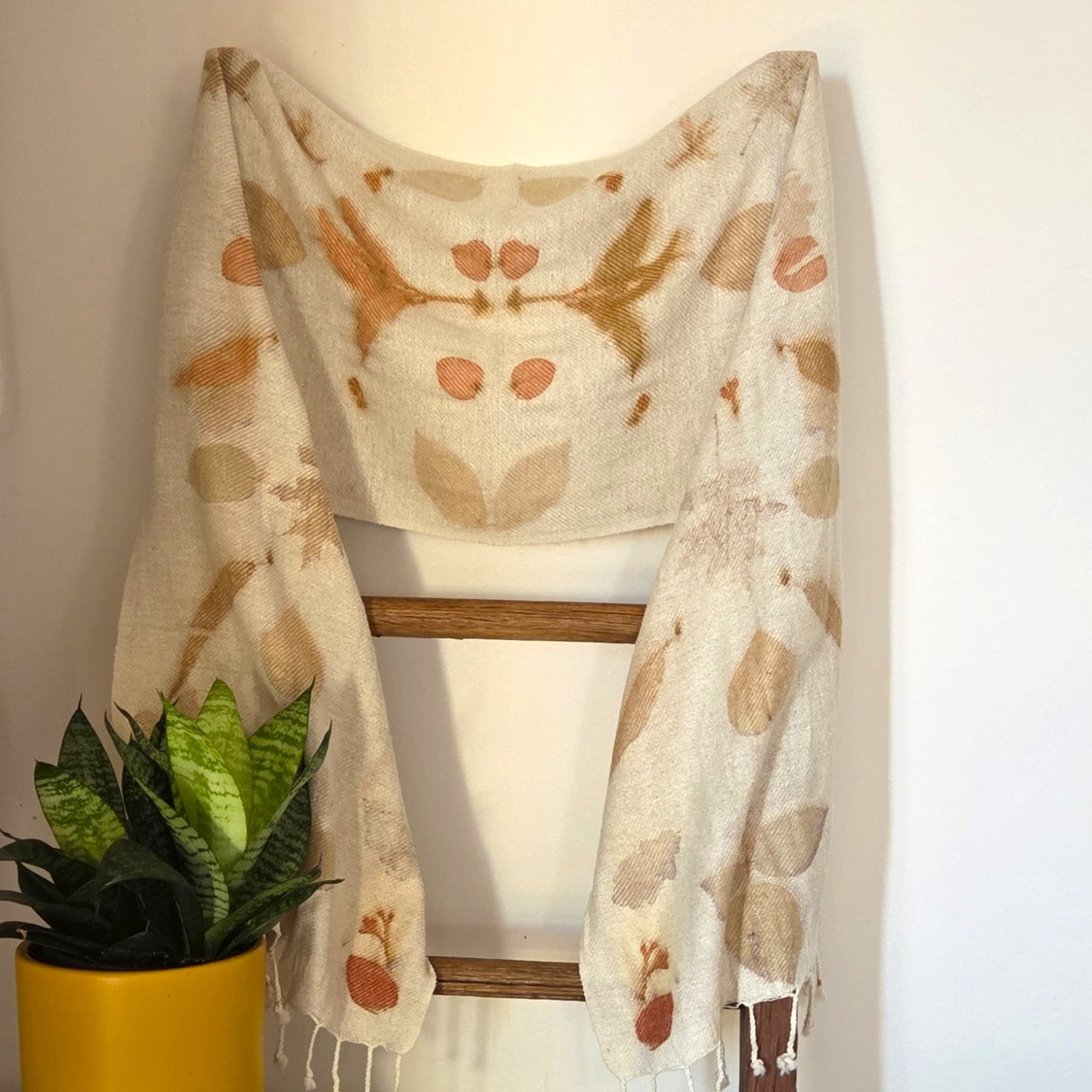 The Grace - Silk/Wool Blend Ecoprint Scarf/Wrap