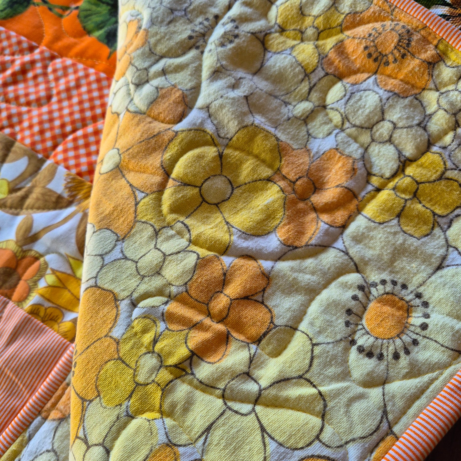 Sunflowers and daisies, girl cot sized quilt