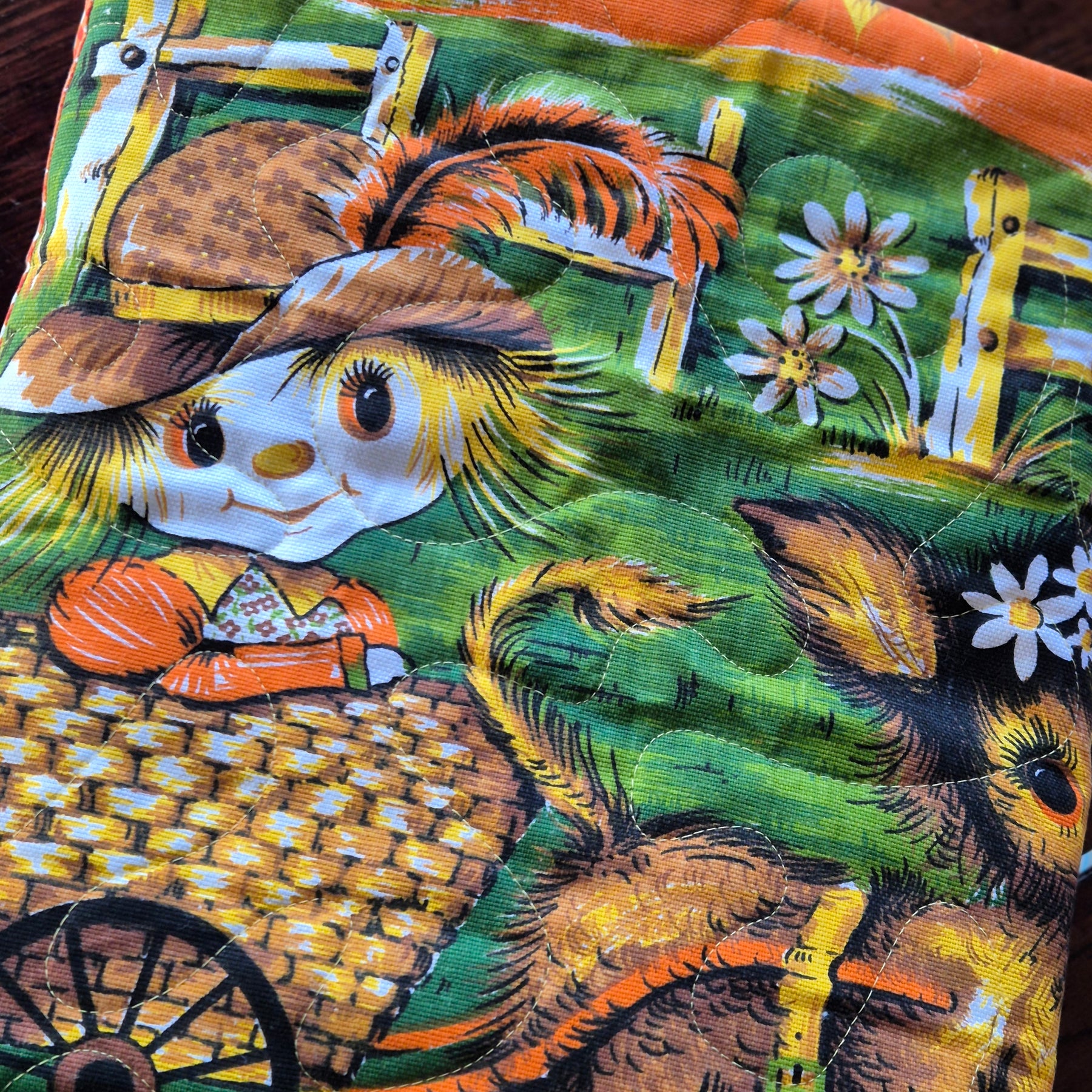 Sunflowers and daisies, girl cot sized quilt