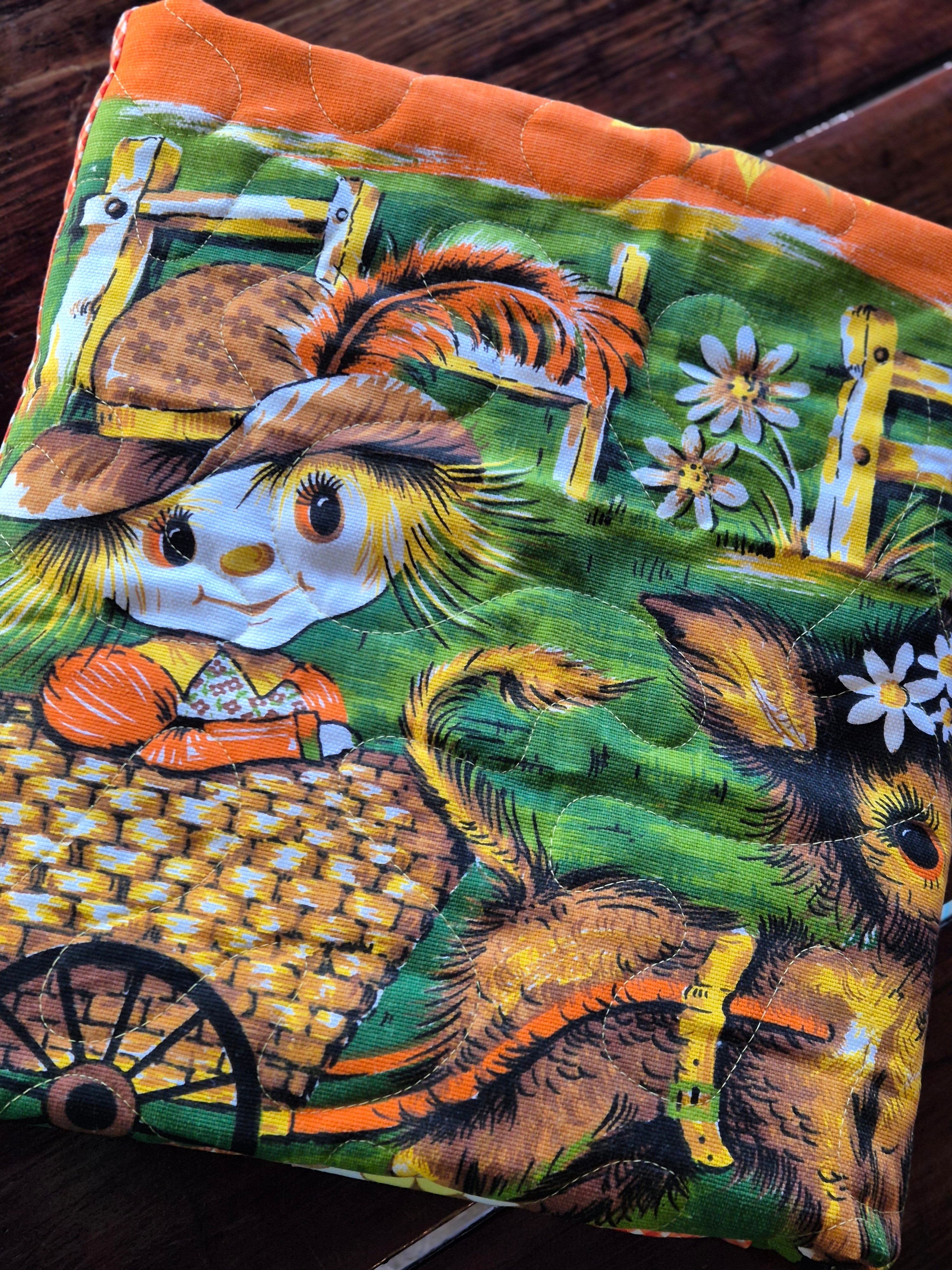 Sunflowers and daisies, girl cot sized quilt