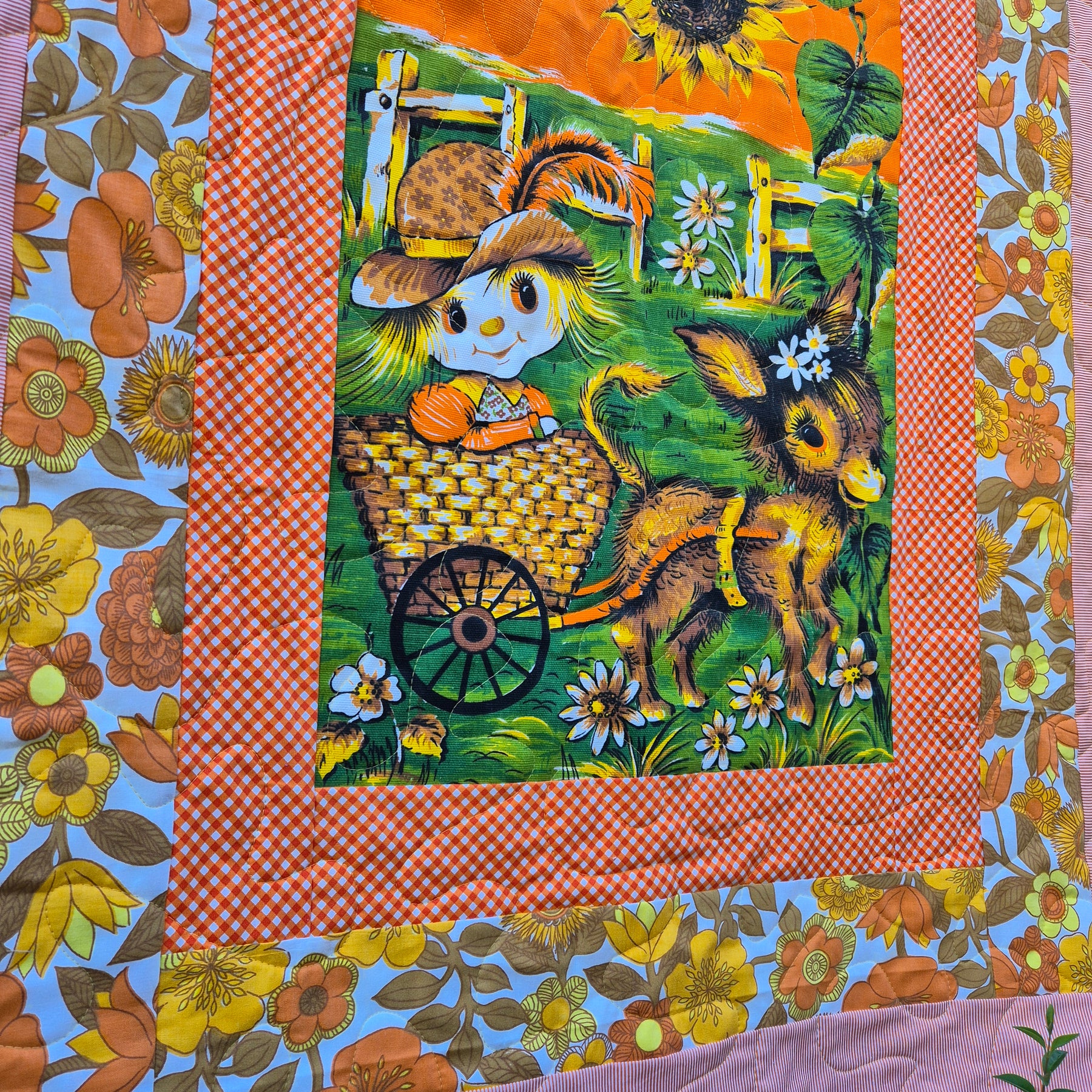 Sunflowers and daisies, girl cot sized quilt