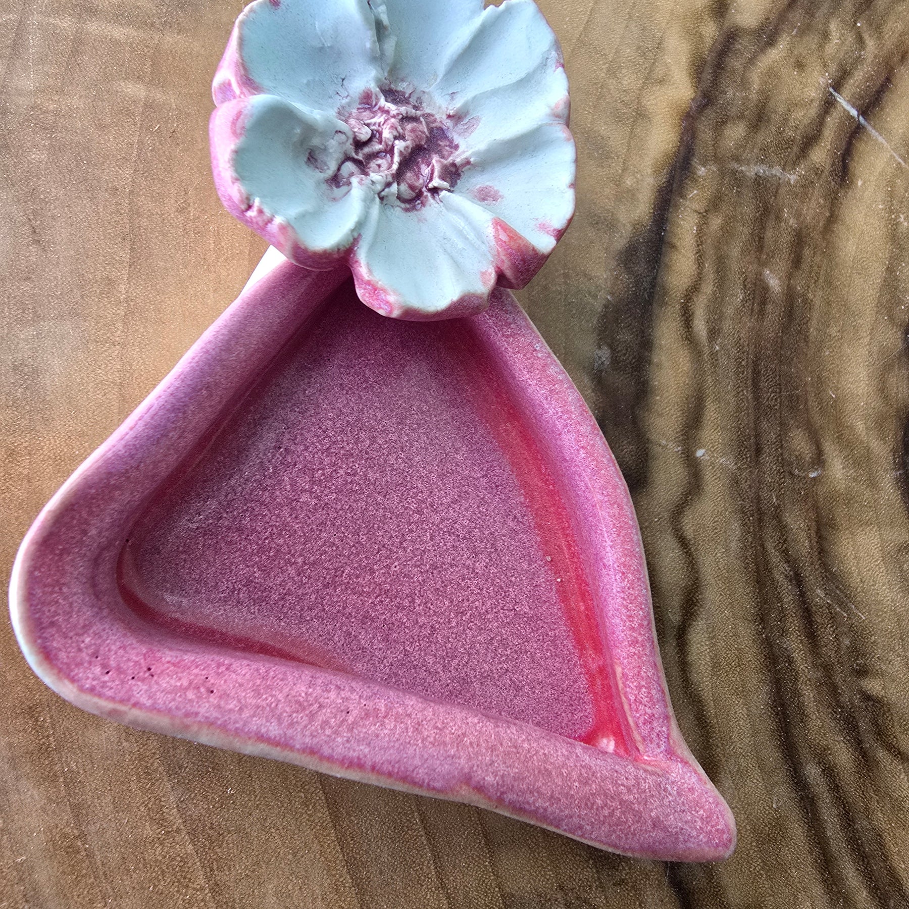 Pink and flowery trinket dish