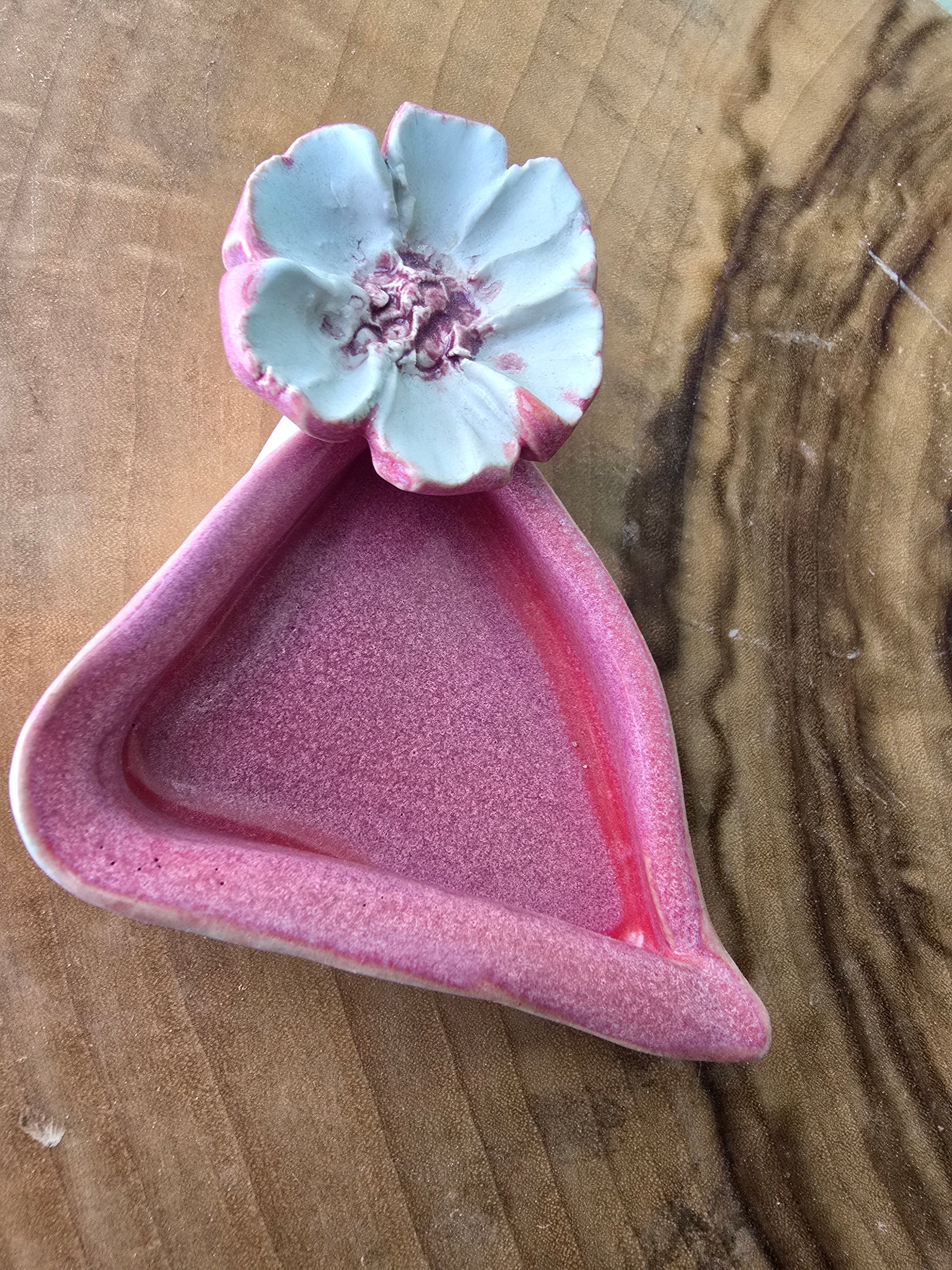 Pink and flowery trinket dish