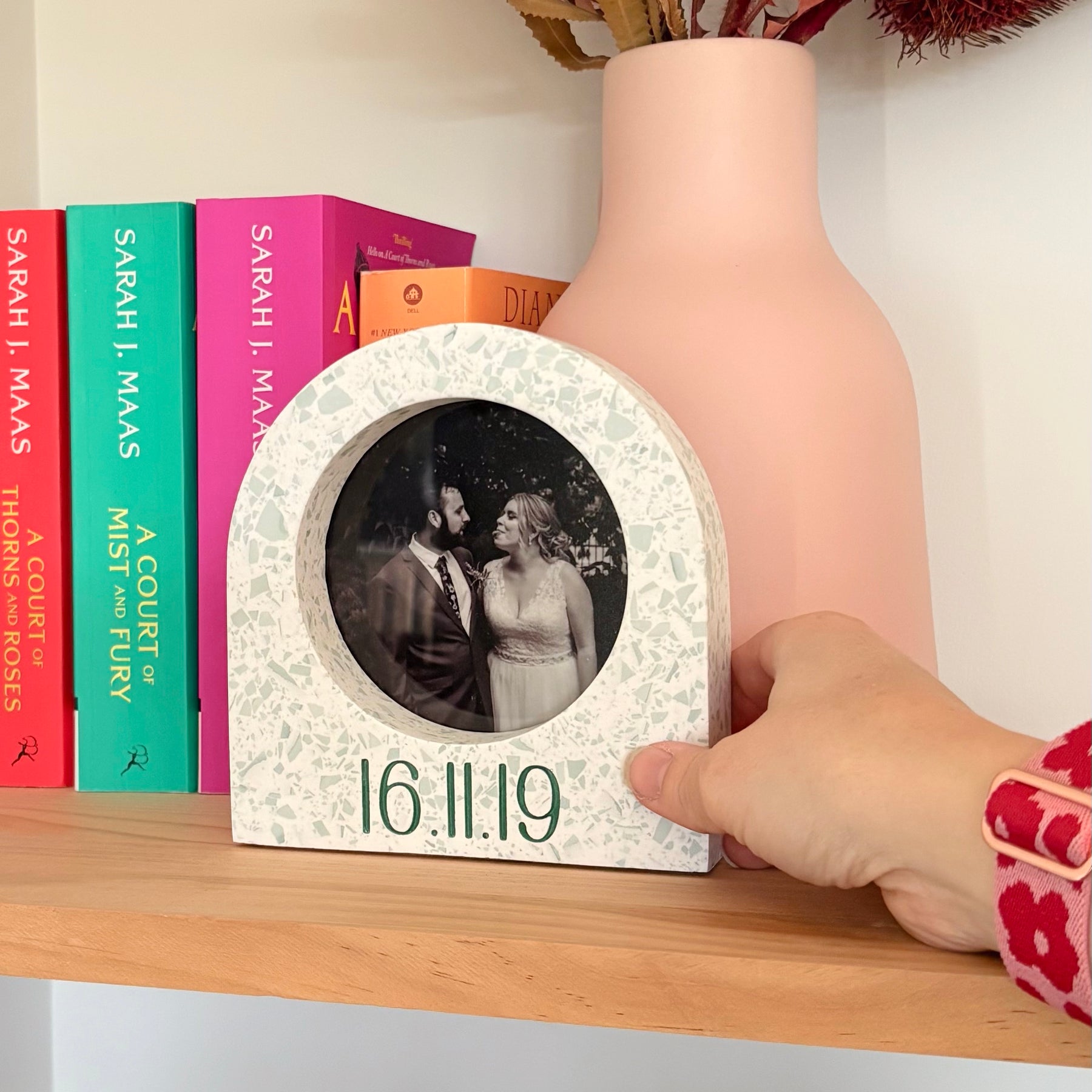 Wedding date arch terrazzo photo frame - multiple colour options
