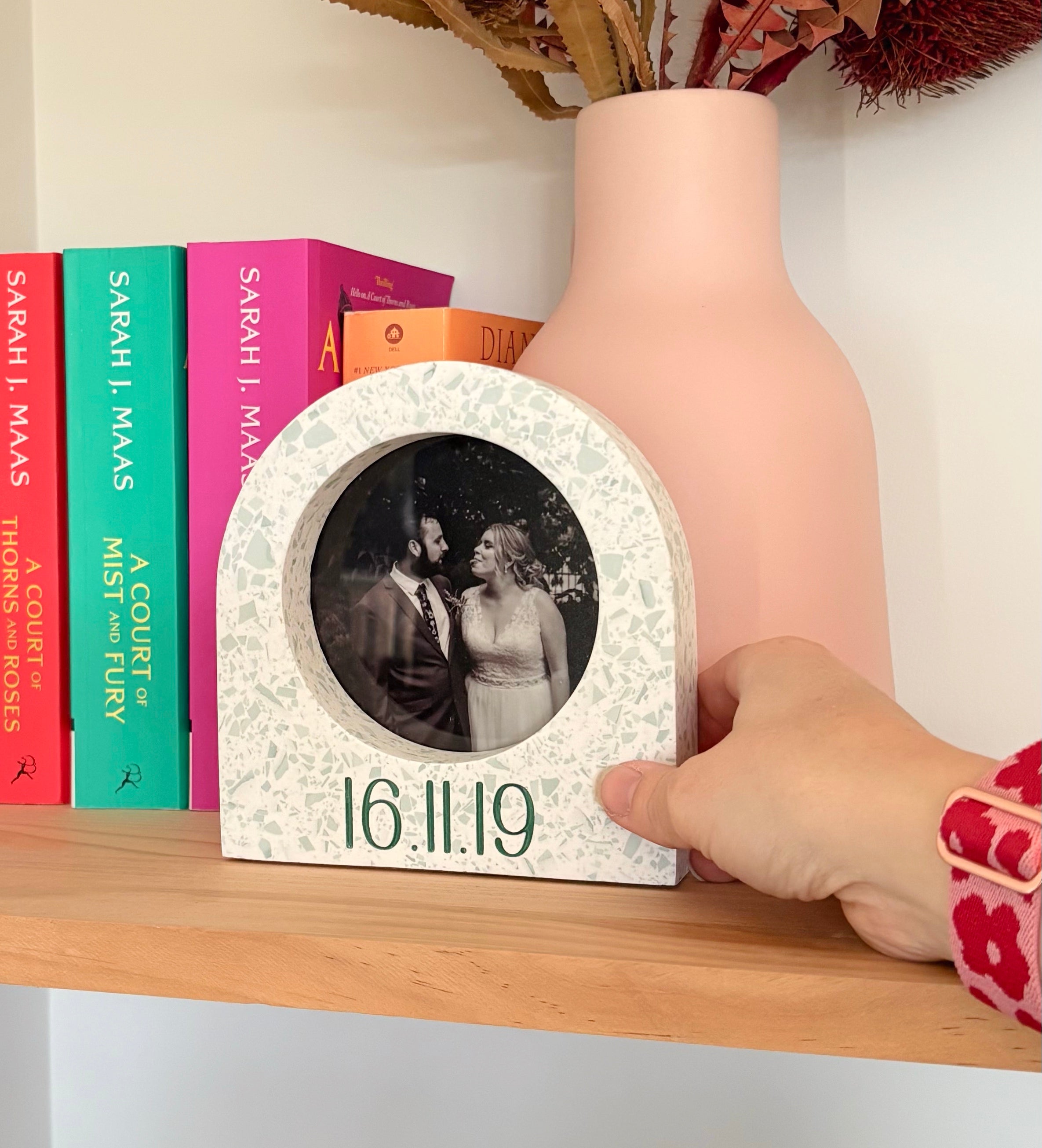Wedding date arch terrazzo photo frame - multiple colour options