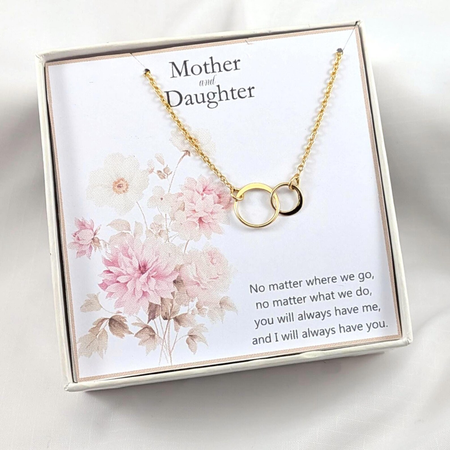 Mother Daughter Necklace Interlocking Circles, Choose you Finish