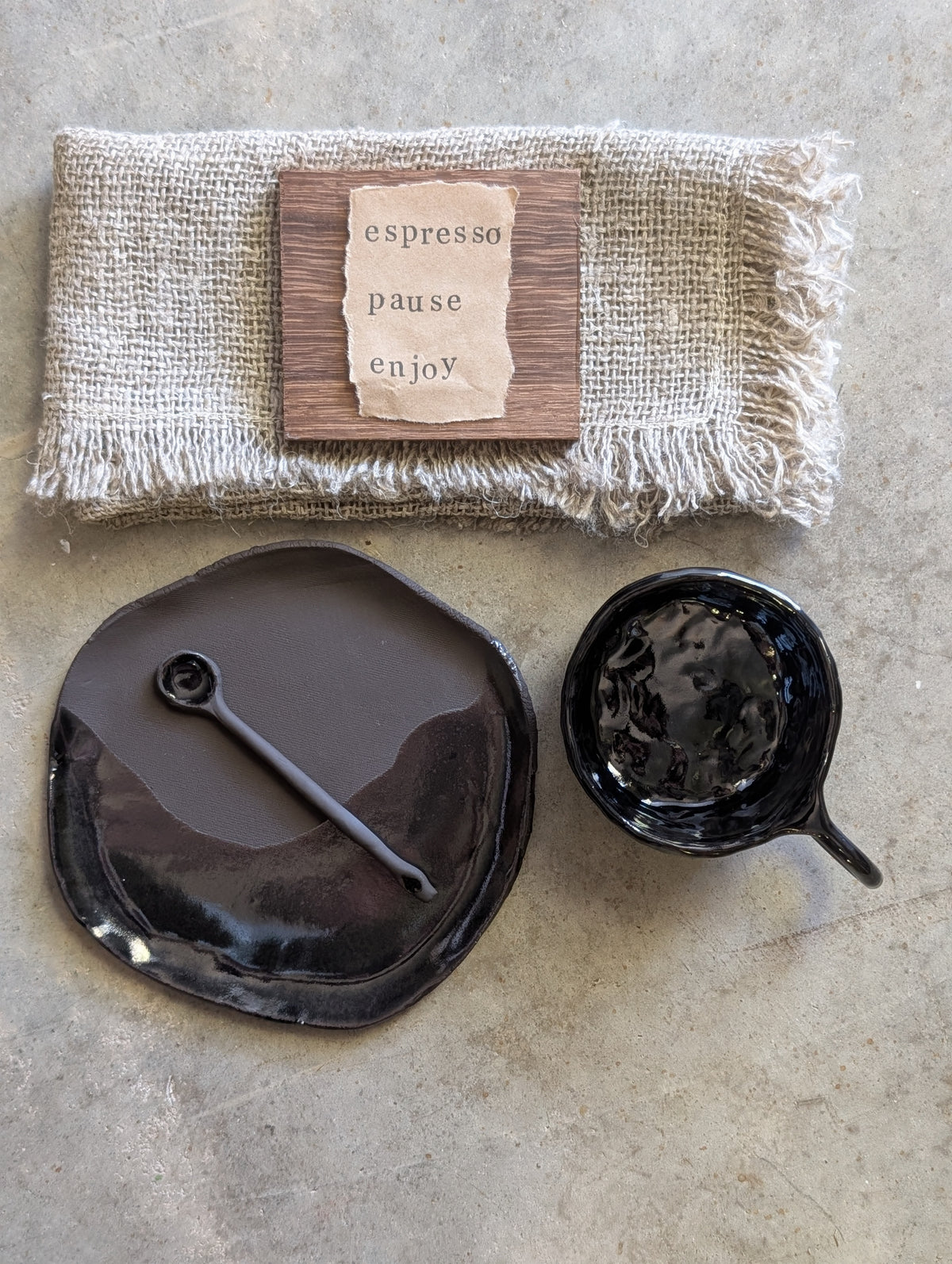 Handmade Black Ceramic Espresso set | dark • earthy • understated