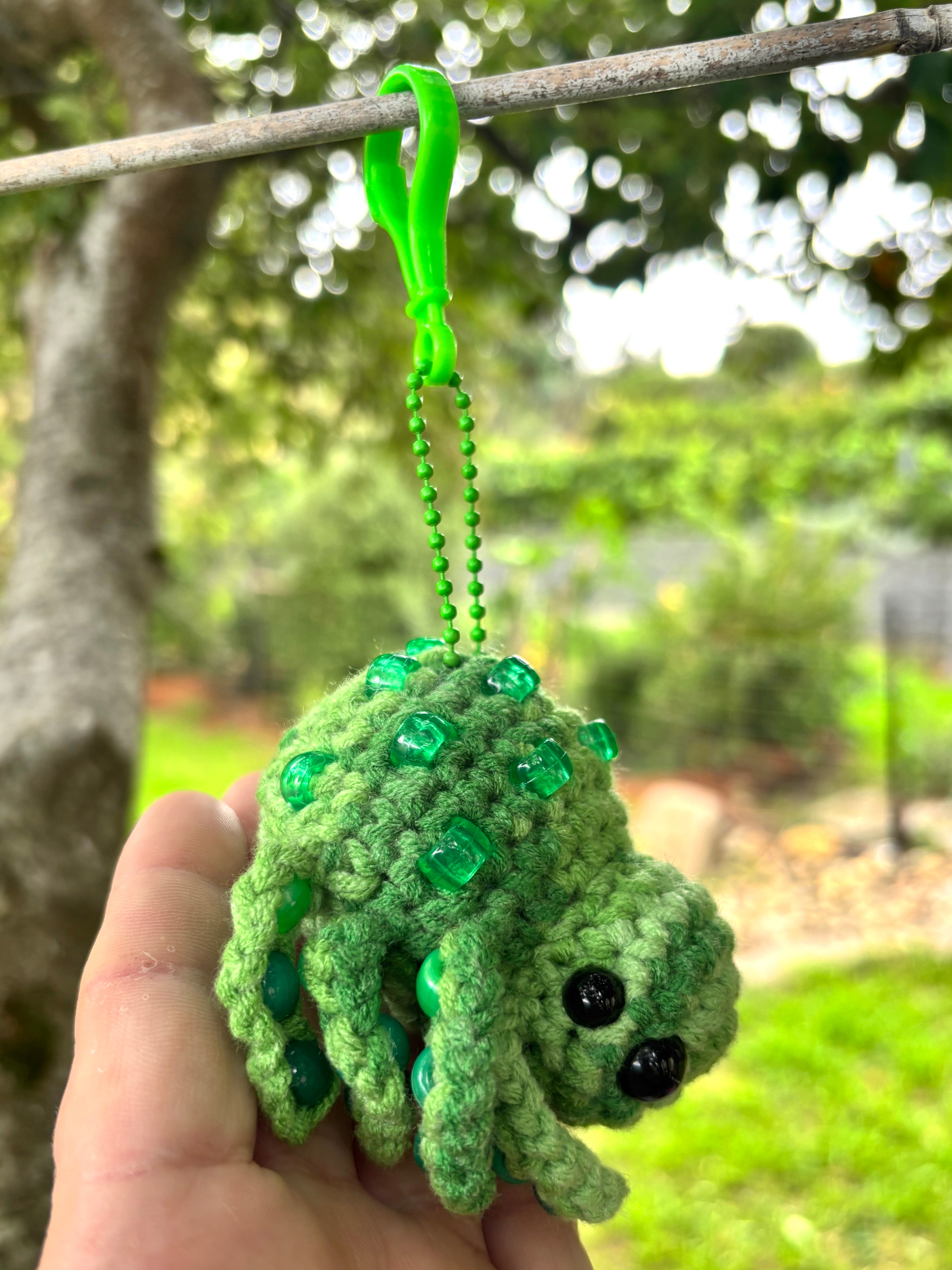 Spider Beaded Fidget Crochet Toy Green Keychaiin Bag Tag