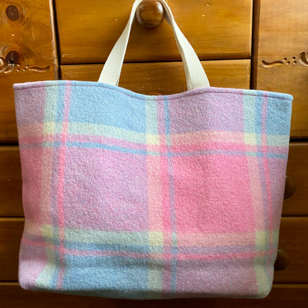 Upcycled Woollen Blanket - Market Tote - Pink/mauve